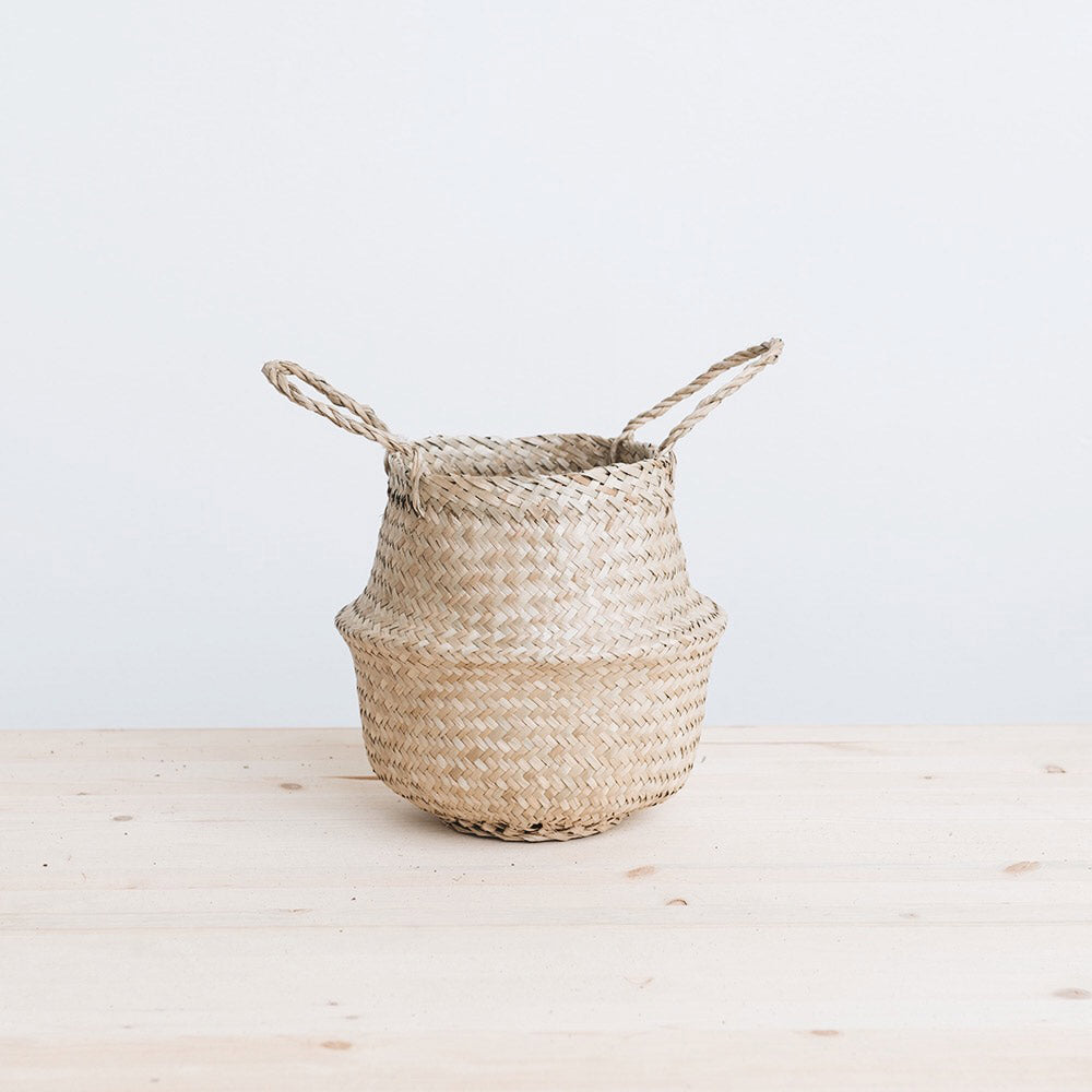 Mini Belly Basket Natural - Handwoven Rattan Storage Bin for Home Organization, Nursery, or Laundry Room - Perfect for Toys, Blankets, and Essentials