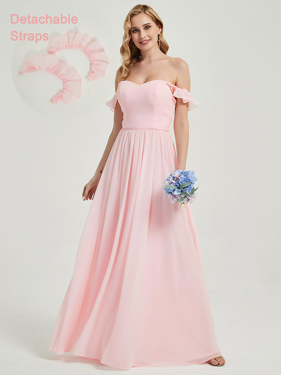 Elegant 3-in-1 Convertible Chiffon Bridesmaid Dress with Detachable Straps - Perfect for Weddings, Prom & Formal Events