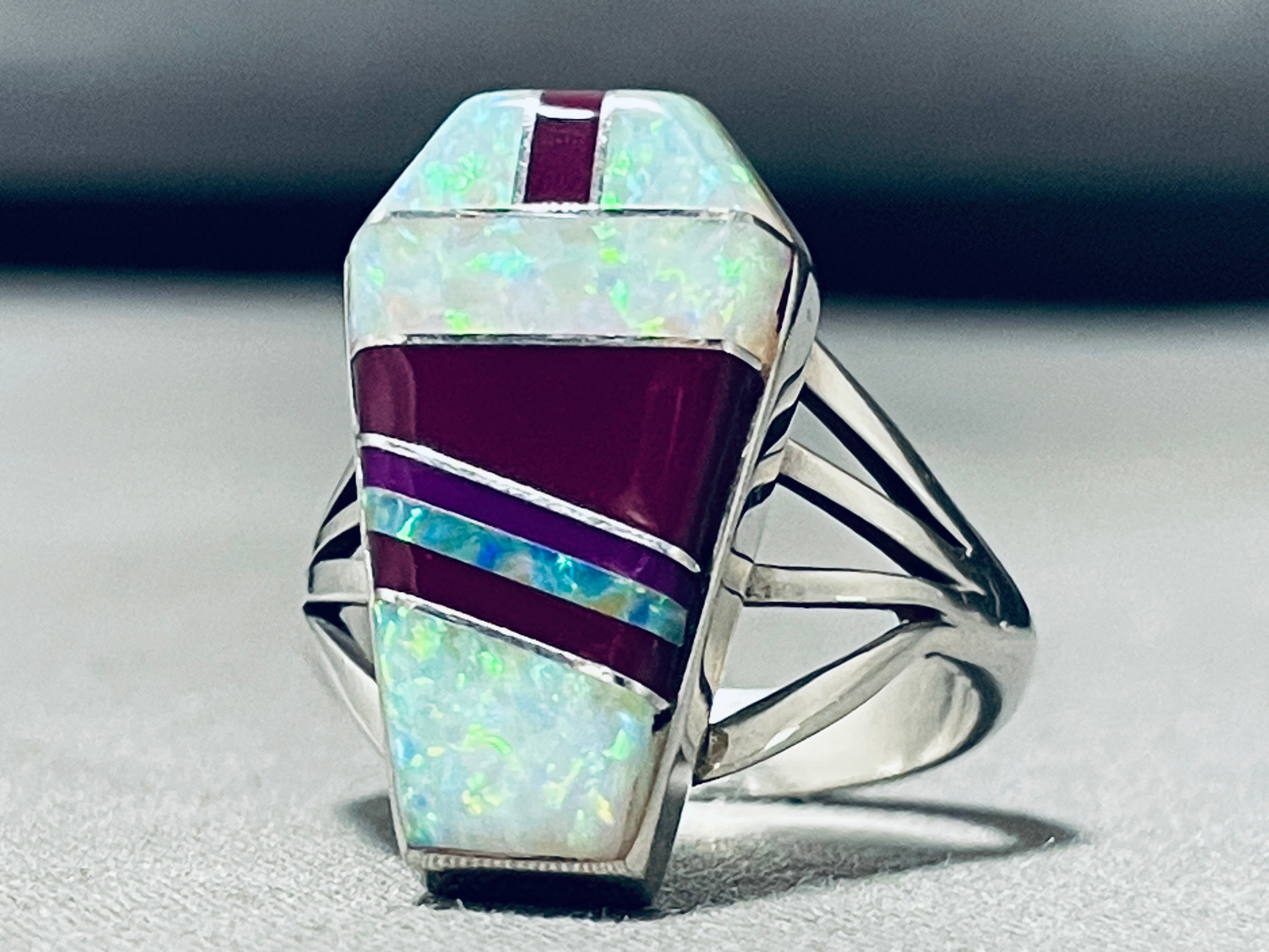 Navajo Opal Sugilite Sterling Silver Ring - Handmade Native American Jewelry for Women - Perfect for Weddings, Gifts & Spiritual Healing