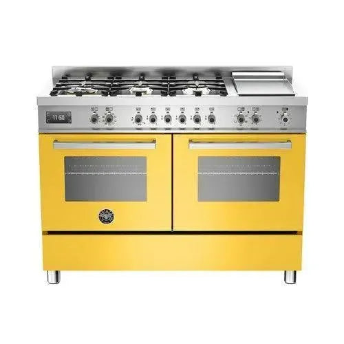 Bertazzoni Professional Series 120cm Freestanding Gas Range in Yellow - Premium Italian Kitchen Stove for Home Chefs & Cooking Enthusiasts | Ideal for Gourmet Cooking, Baking & Entertaining