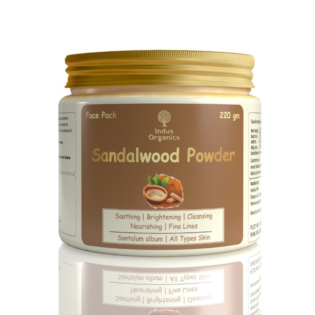 Indus Organics Sandalwood Powder 220gm - Natural Chandan Powder for Face Pack | Brightens Skin, Reduces Tan, Controls Oil, Fades Acne Scars & Wrinkles | Eco-Friendly Glass Jar | Perfect for DIY Skincare & Ayurvedic Beauty Treatments