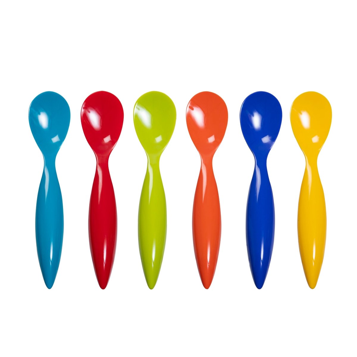 Bzyoo ColorPop Melamine Spoon Set – 6 Vibrant Colorful Plastic Spoons for Kitchen, Picnic, Camping & Outdoor Dining