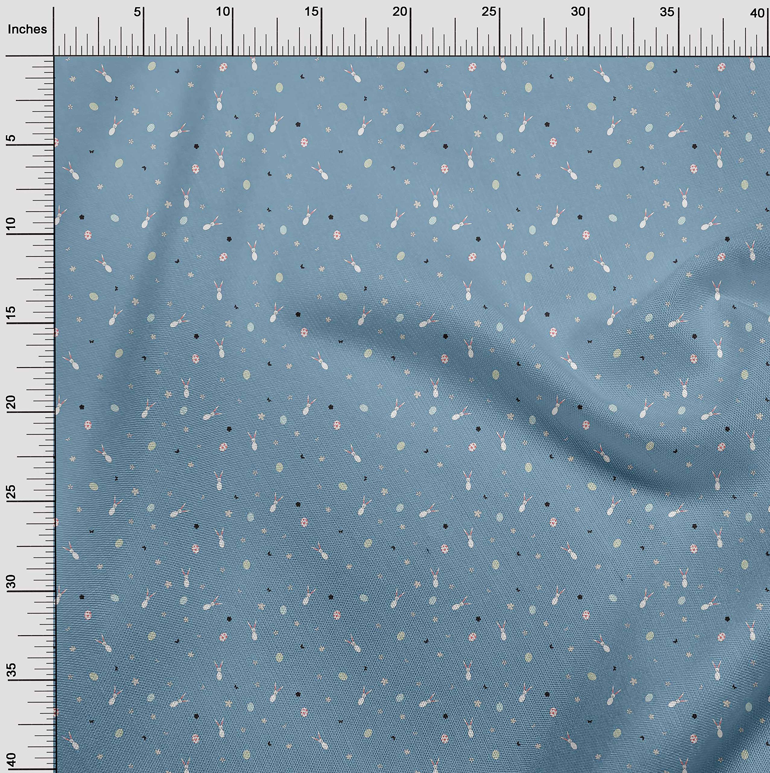 oneOone Cotton Poplin Fabric - Easter Egg, Floral & Rabbit Animal Print Decor Fabric - 42 Inch Wide - Perfect for Easter Crafts, DIY Home Decor, Quilting & Sewing Projects