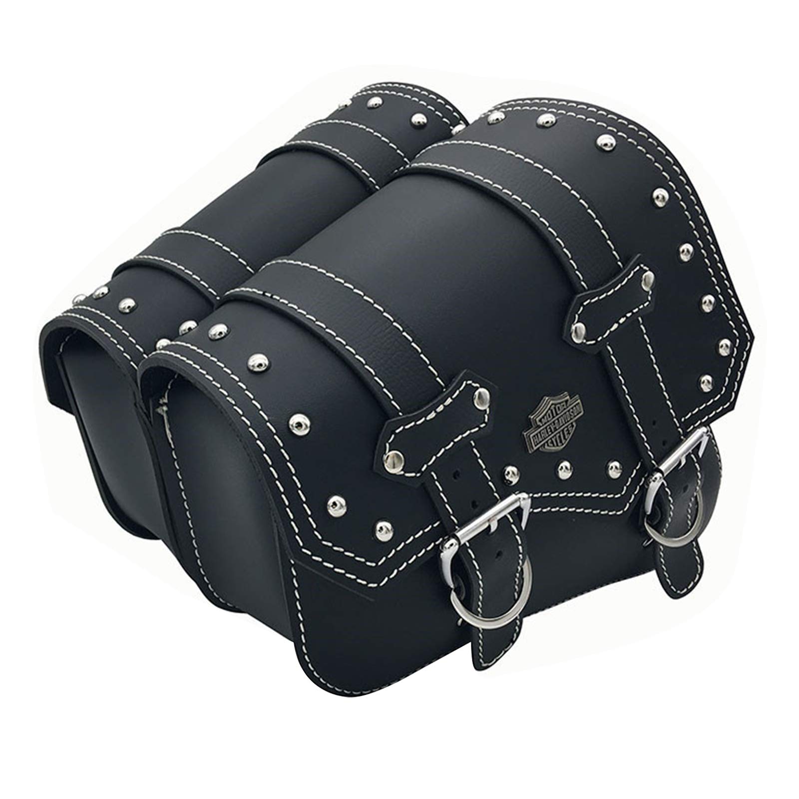 Waterproof PU Leather Motorcycle Saddlebags & Tail Bag - Black Side Organizer for Tools & Accessories | Perfect for Harley, Cruiser & Touring Bikes (Road Trips, Commuting & Storage)