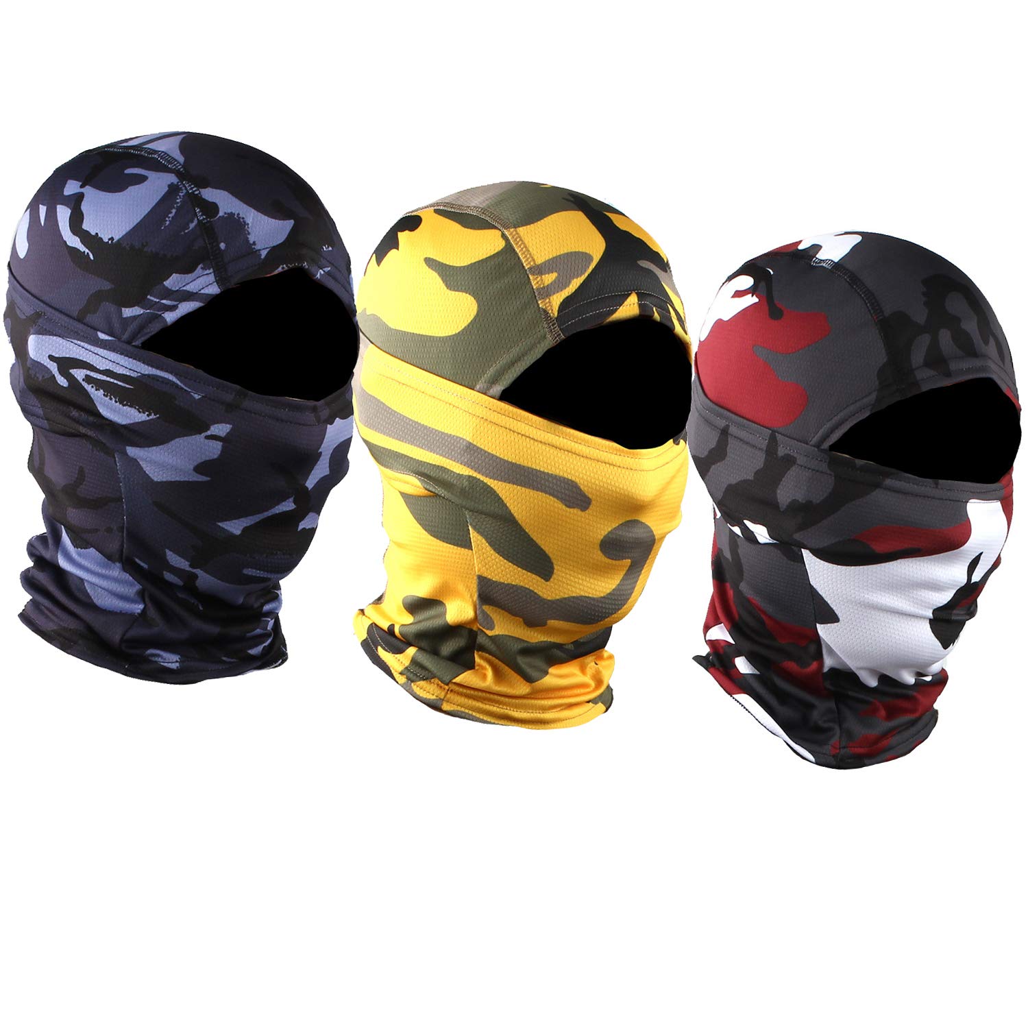 3 Pack UV Protection Balaclava Face Mask - Breathable & Lightweight for Men & Women - Outdoor Sports, Cycling, Skiing & Hiking