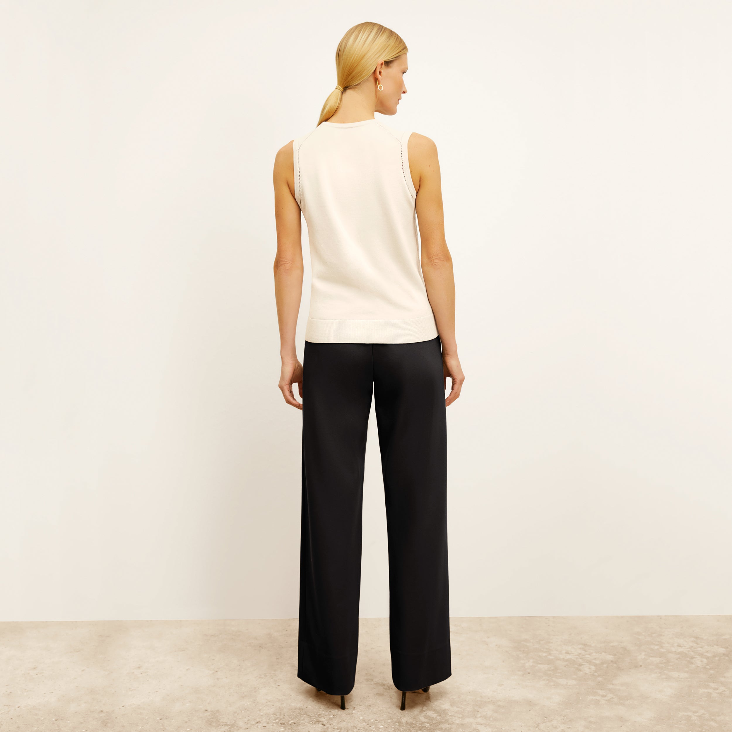 Jordan Wide Leg Pants for Women - Stretchy Butter Ponte Fabric in Black | Casual & Office Wear