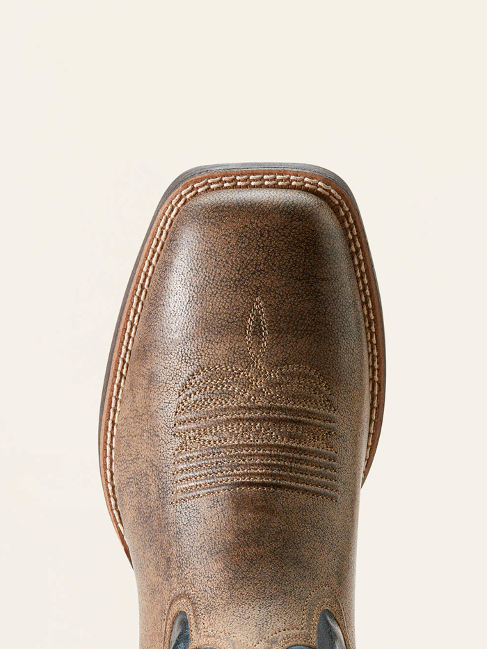 Ariat Men's Brush Creek Cowboy Boots - Stone Brown - Western Style Leather Work Boots for Riding, Ranch Work & Outdoor Activities