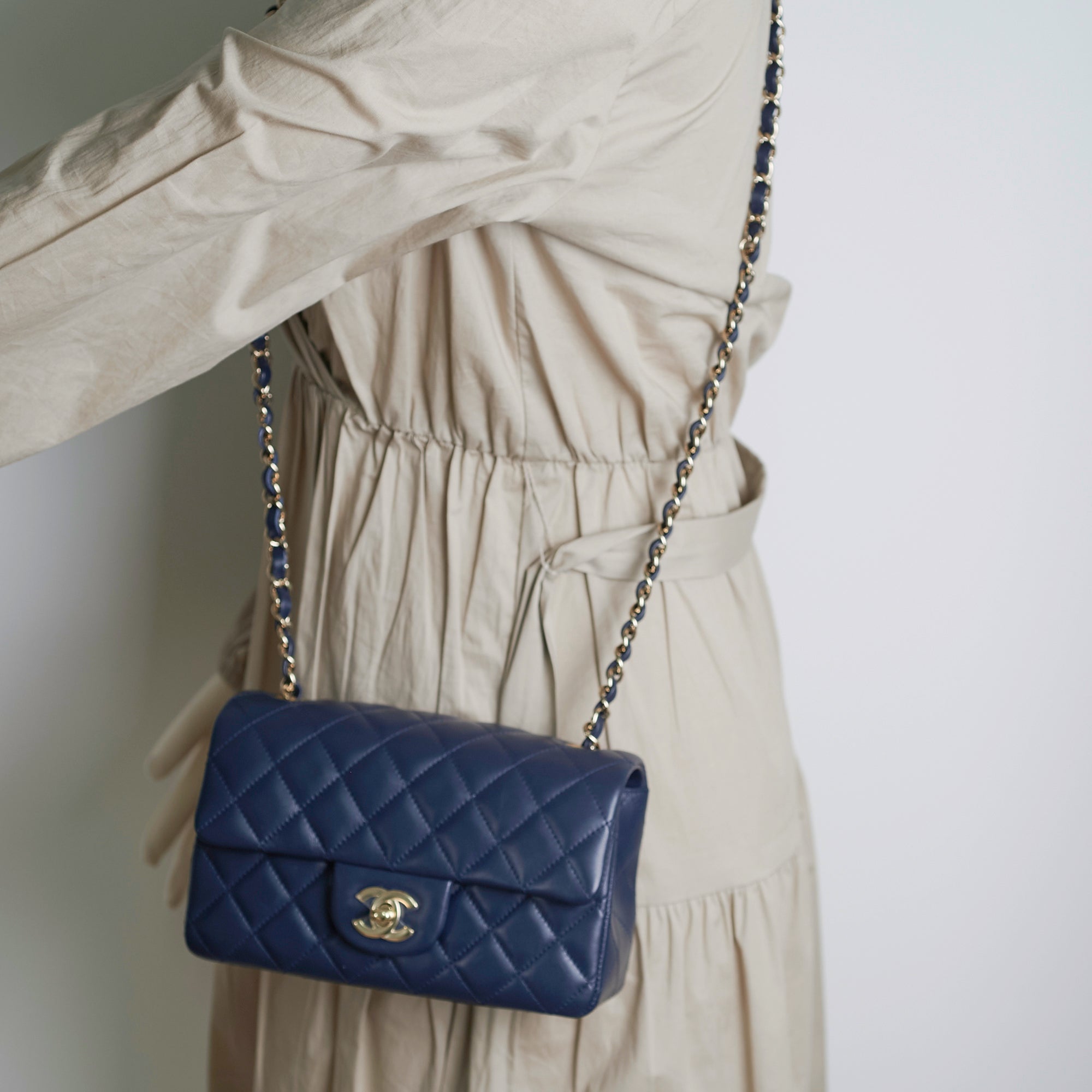 Chanel Mini Rectangular Navy Blue Quilted Caviar Leather Crossbody Bag - Luxury Designer Handbag for Women, Perfect for Evening Events & Date Nights