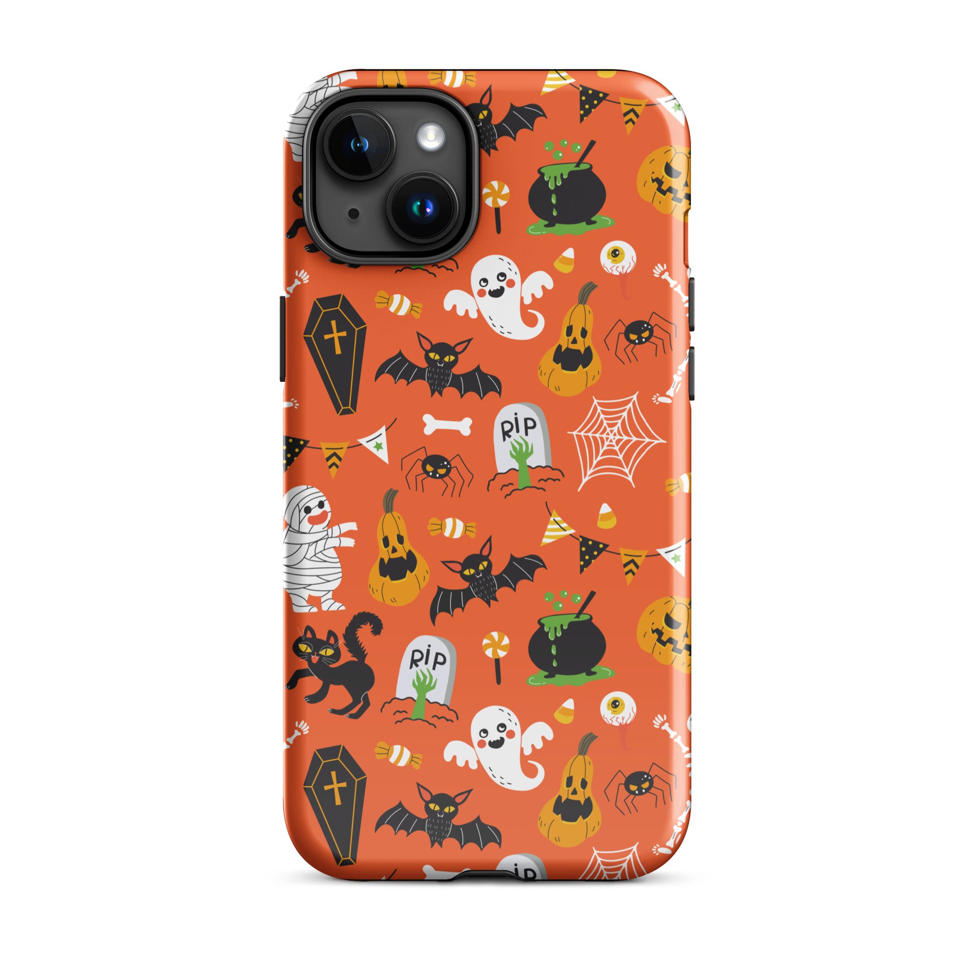 Spooky Night Guardian Premium iPhone Case - Halloween Protective Cover for iPhone 13/14/15 Pro Max - Cute Ghost Design Shockproof Phone Case for Night Out, Party & Daily Use
