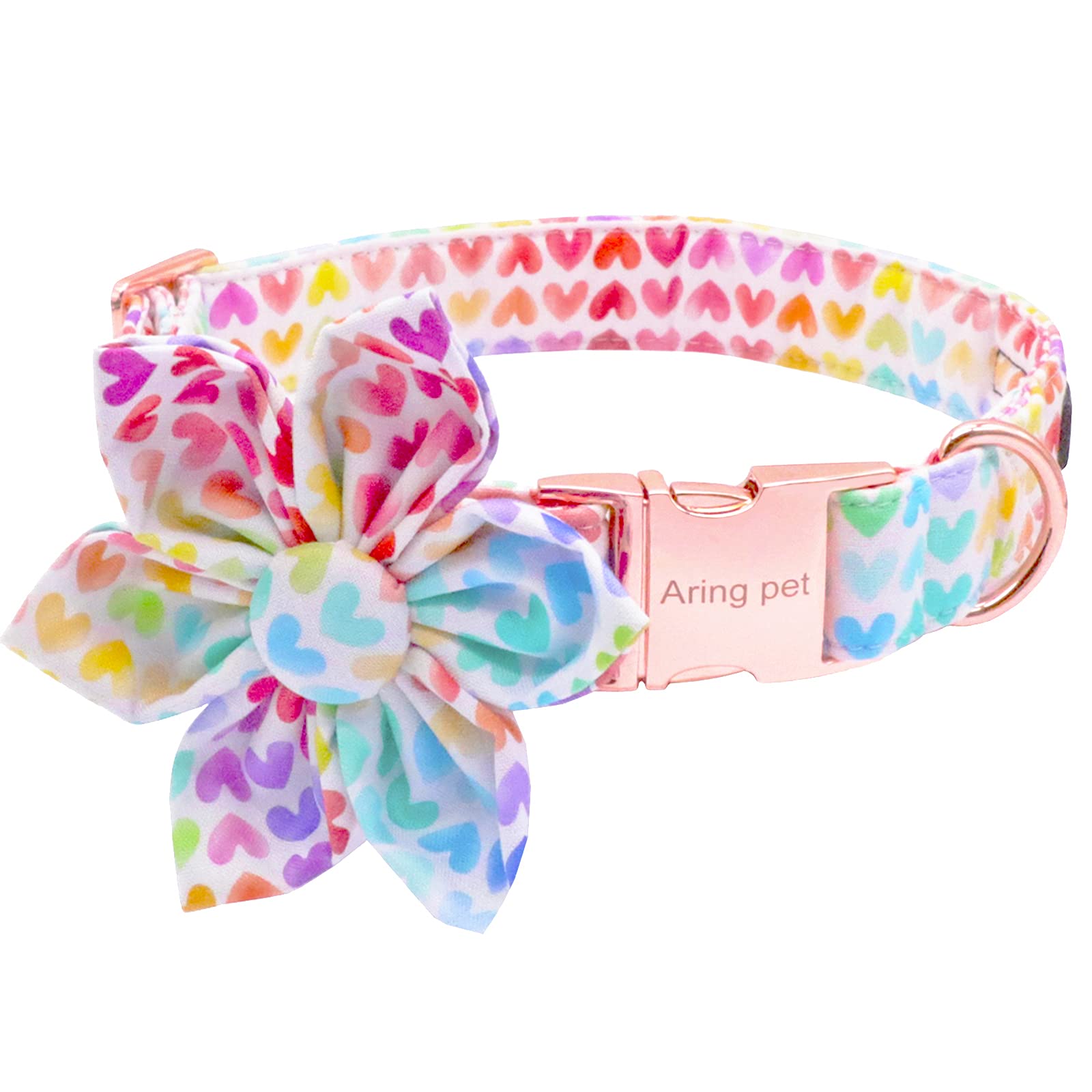 ARING PET Dog Collar with Detachable Flower - Adjustable Soft Nylon Collar for Small, Medium & Large Dogs | Cute Floral Pet Accessory for Walks, Photos & Special Occasions