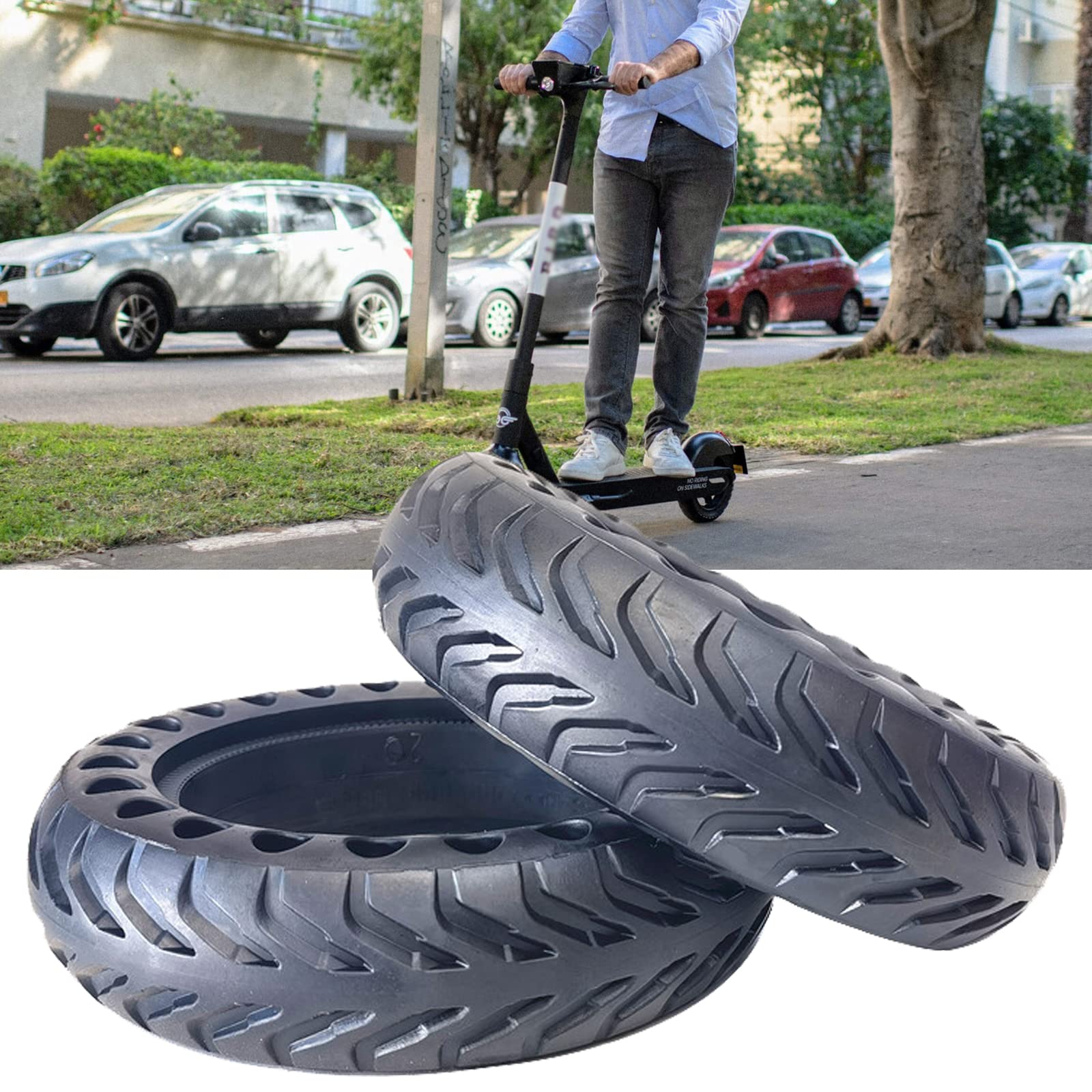 8 Inch Solid Honeycomb Rubber Tire for Electric Scooter - Durable Front/Rear Replacement Wheel - Tubeless 200x50 (1PC) - Perfect for Commuting, Campus Travel & Urban Mobility