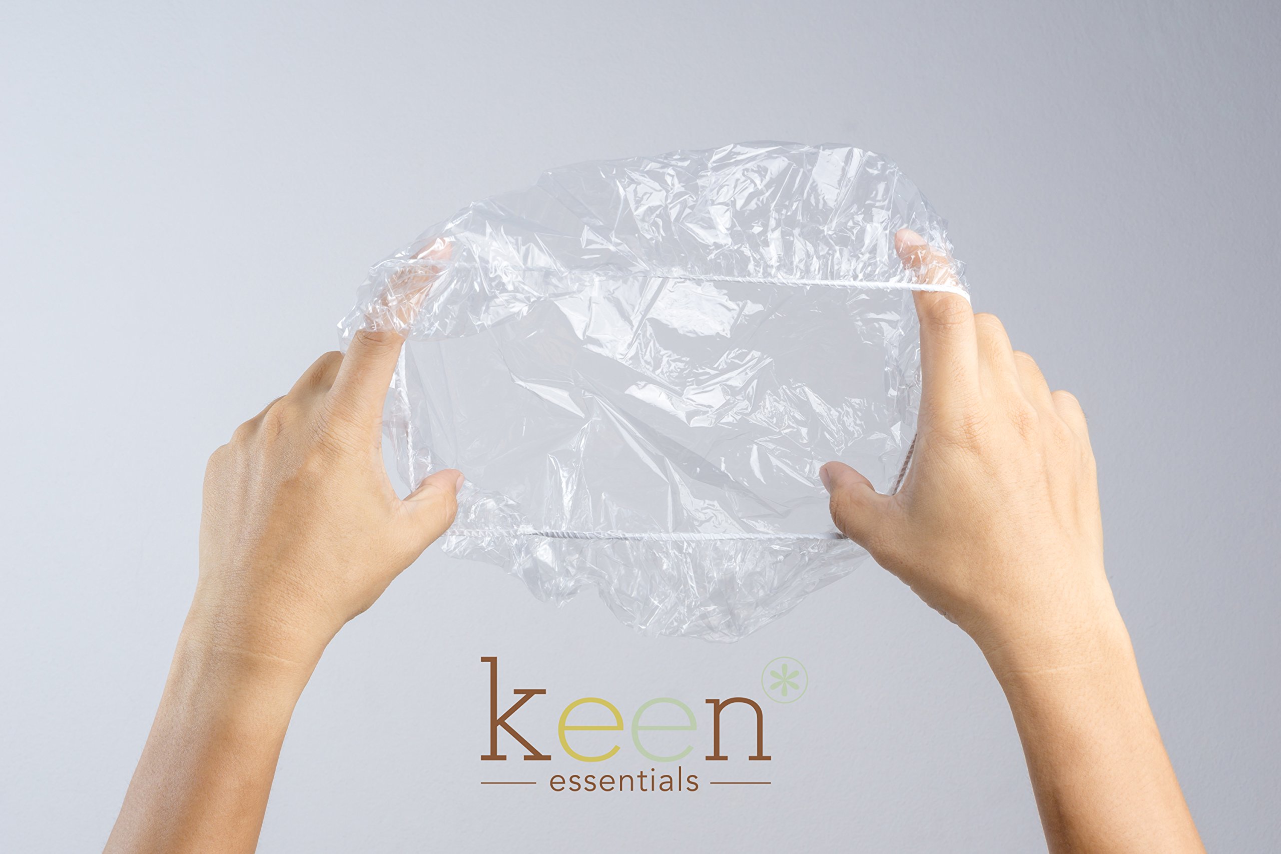 **KEEN Disposable Shower Caps - 1000 pcs per Carton (Clear Plastic Hair Caps for Salon, Spa, Travel & Home Use)**