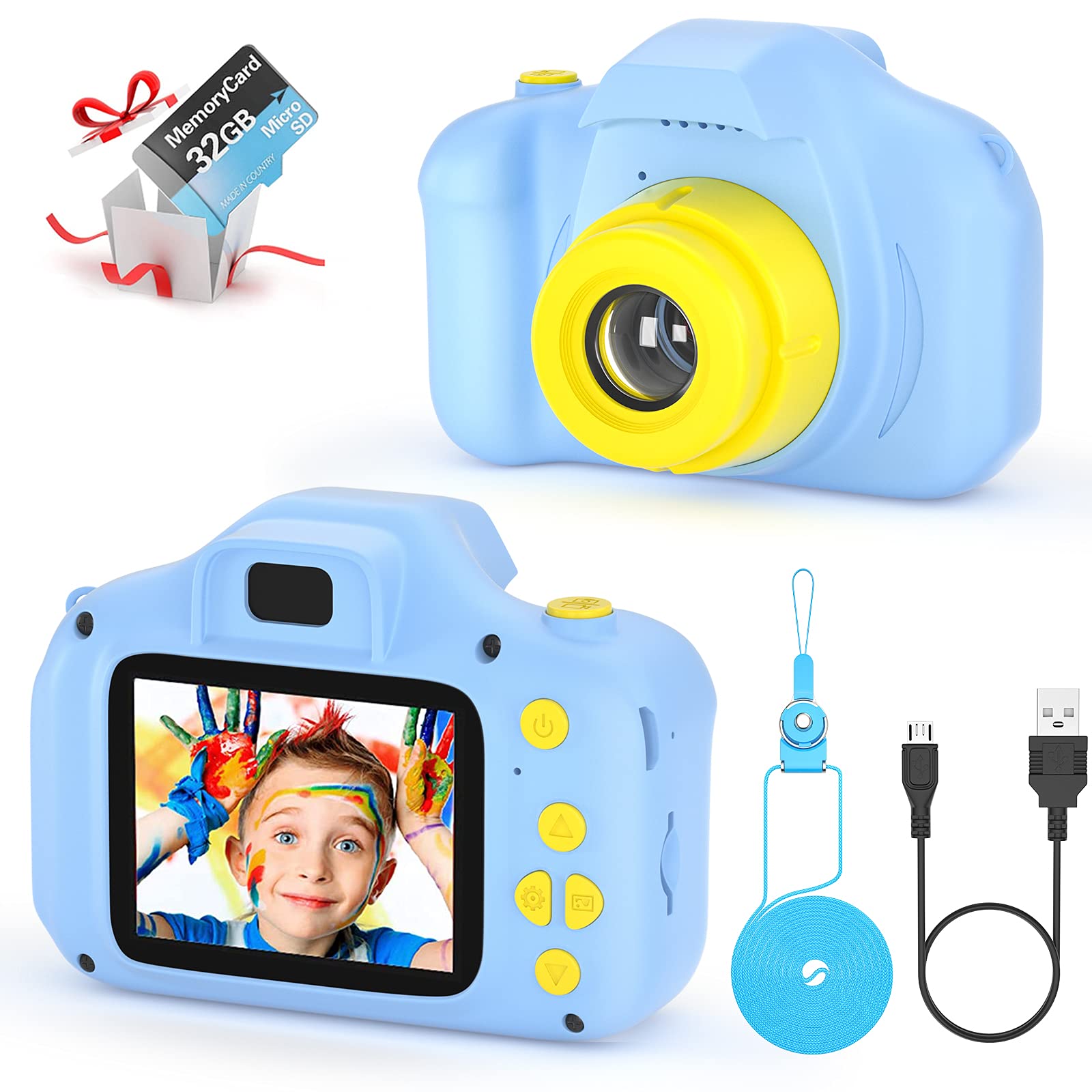 VATENIC 1080P HD Kids Digital Camera with 2inch Screen & 32GB SD Card - Best Birthday Gift for Boys & Girls Ages 3-10 - Perfect for Travel, Parties & Creative Play (Blue)