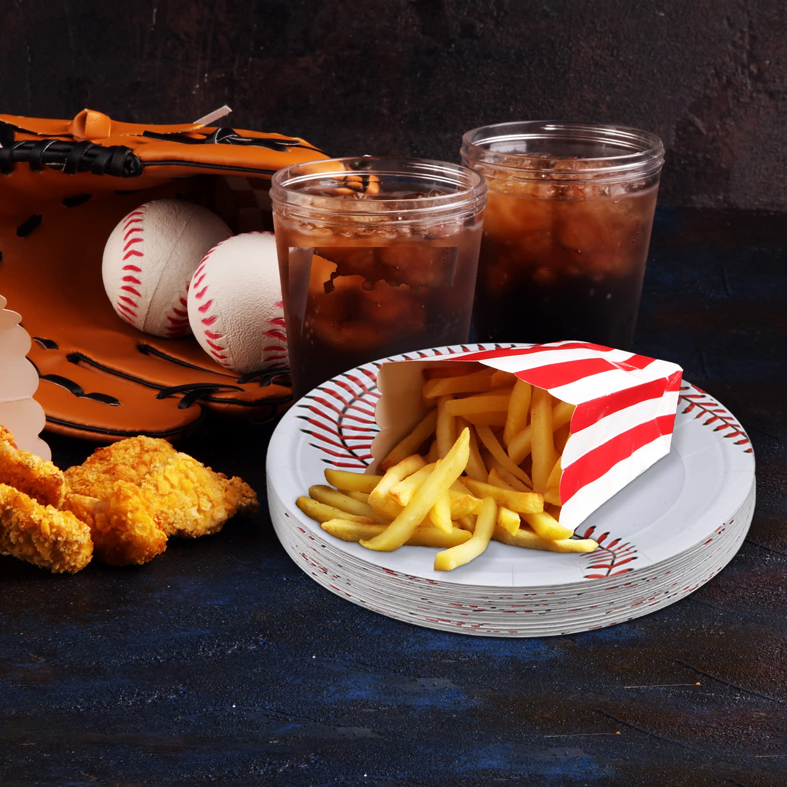 Durony 72 Pack Baseball Themed Paper Plates - 9 Inch & 7 Inch Round Disposable Plates for Game Day, Birthday Parties, BBQs & Sports Themed Events | Perfect for Baseball Fans, Team Snacks & Outdoor Gatherings