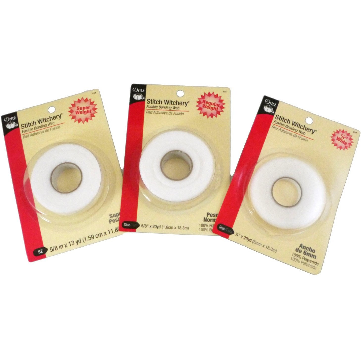 DRITZ Stitch Witchery Fusible Bonding Web - Permanent Fabric Adhesive for Hemming & Sewing (Various Sizes) | Ideal for DIY Clothing Repairs, Quilting & Craft Projects