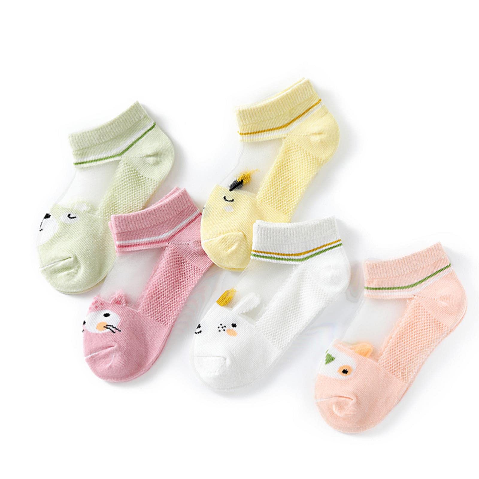 5-Pack Newborn Summer Cartoon Socks - Unisex Baby Cotton Knit Breathable Sheer Socks for Boys & Girls | Perfect for Playtime, Outings & Photo Shoots