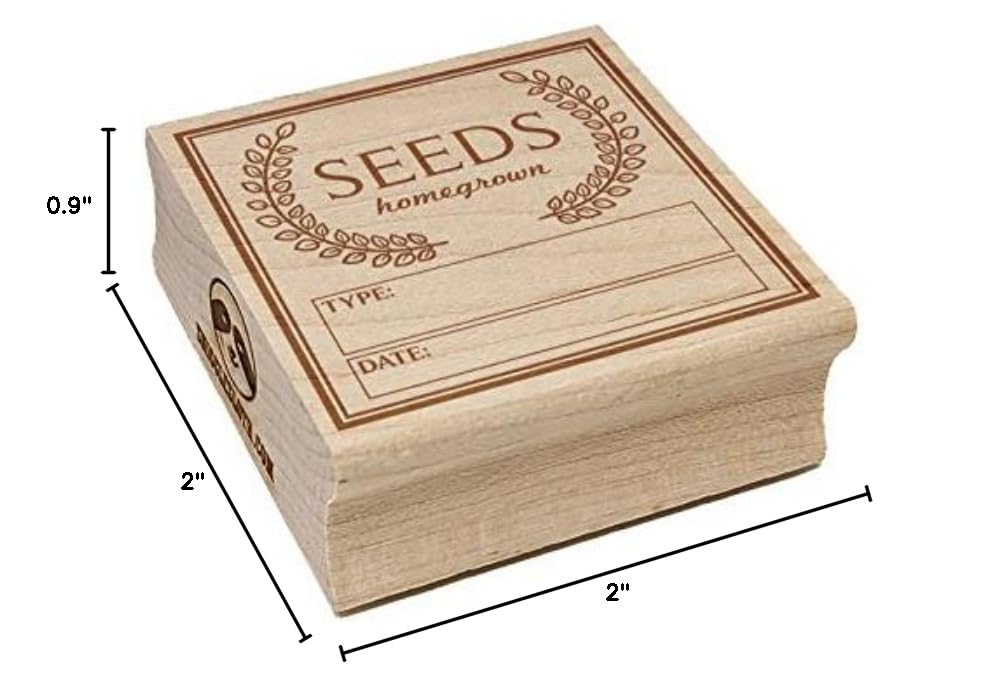 Organic Gardening Seed Stamp - 1.75in Medium Square Rubber Stamp for DIY Planting, Crafting & Labeling | Perfect for Seed Packets, Garden Markers & Scrapbooking