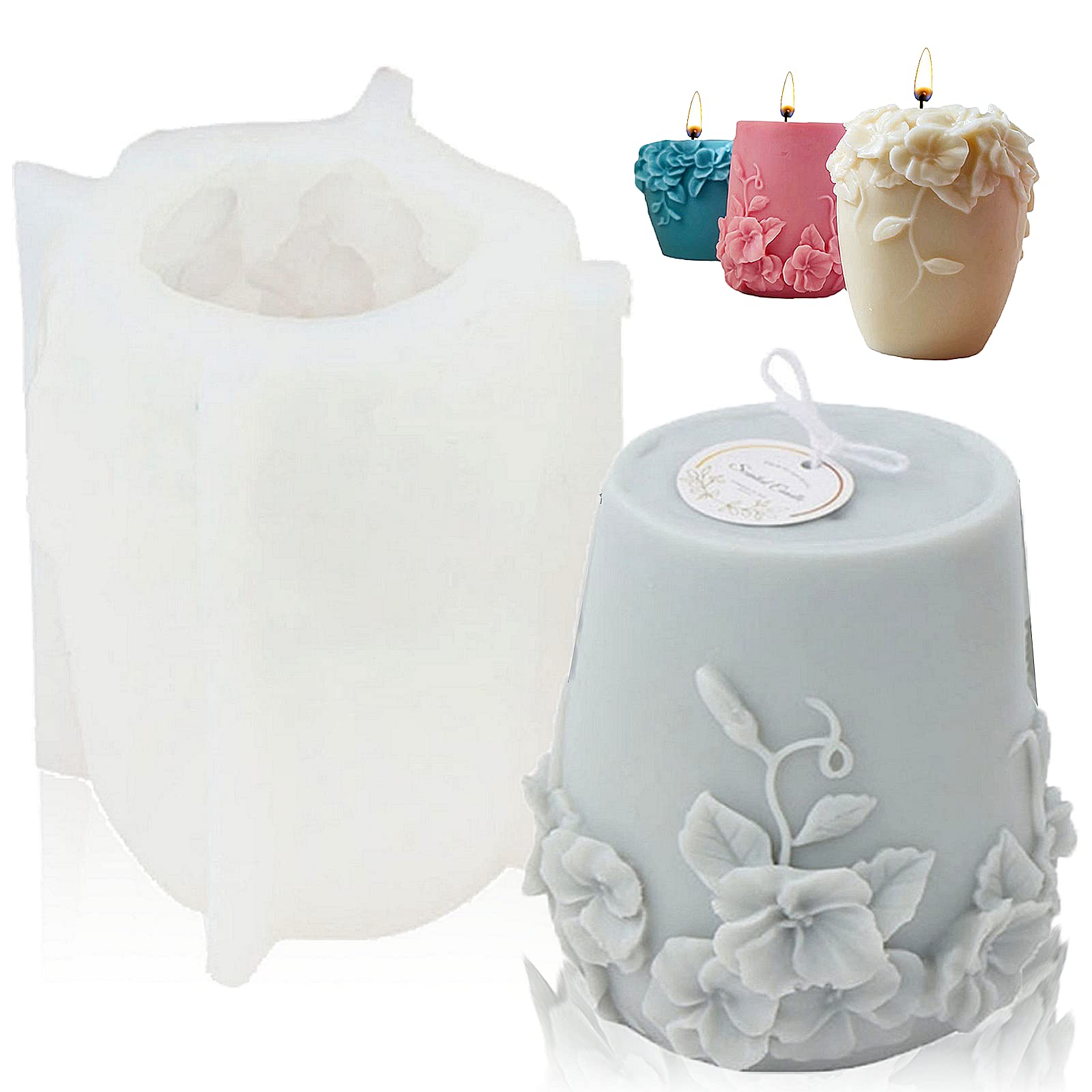 3D Rattan Flower Silicone Candle Molds - DIY Aromatherapy Candle Making, Handmade Soap & Wax Melts - Perfect for Home Decor, Wedding Centerpieces & Spa Relaxation (Set of 3)