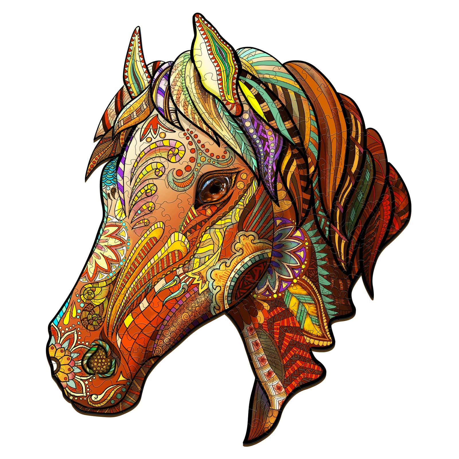 KAAYEE Wooden Animal Puzzles for Kids - Horse Shape Large Size with Gift Box - Educational Montessori Toys for Toddlers, Preschool Learning, Birthday Gifts & Home Decor