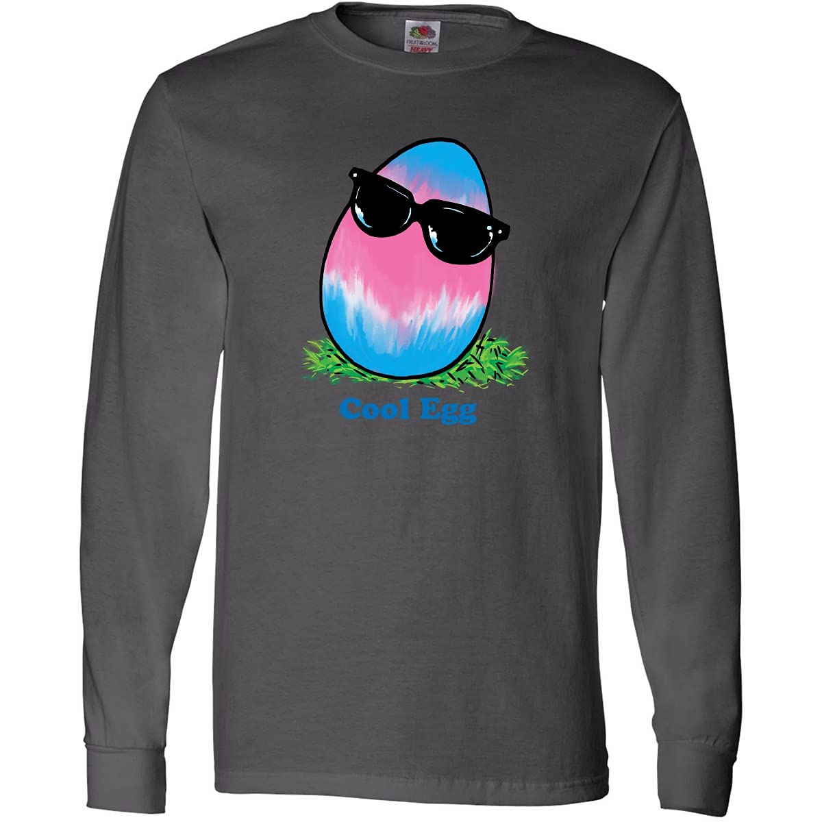 Easter Pink and Blue Cool Egg with Sunglasses Long Sleeve T-Shirt - Fun Holiday Graphic Tee for Men & Women - Perfect for Easter Celebrations, Spring Outfits and Casual Wear