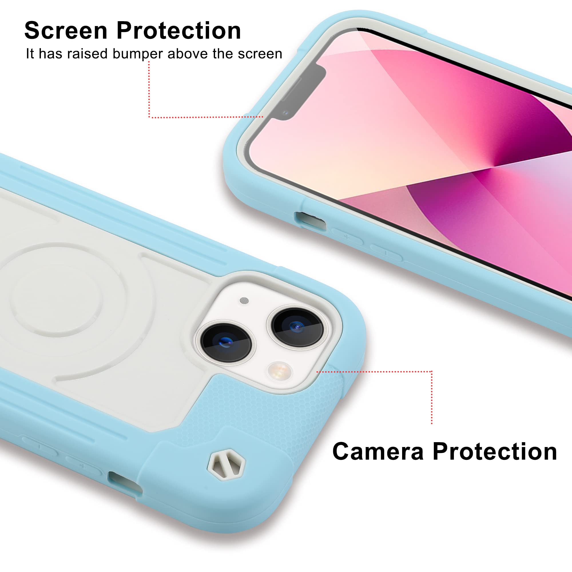 Magnetic Phone Case for iPhone 14 & iPhone 13 (6.1 Inch) - Military Grade Shockproof Protective Cover with MagSafe Compatibility | Perfect for Outdoor Adventures, Work & Daily Protection