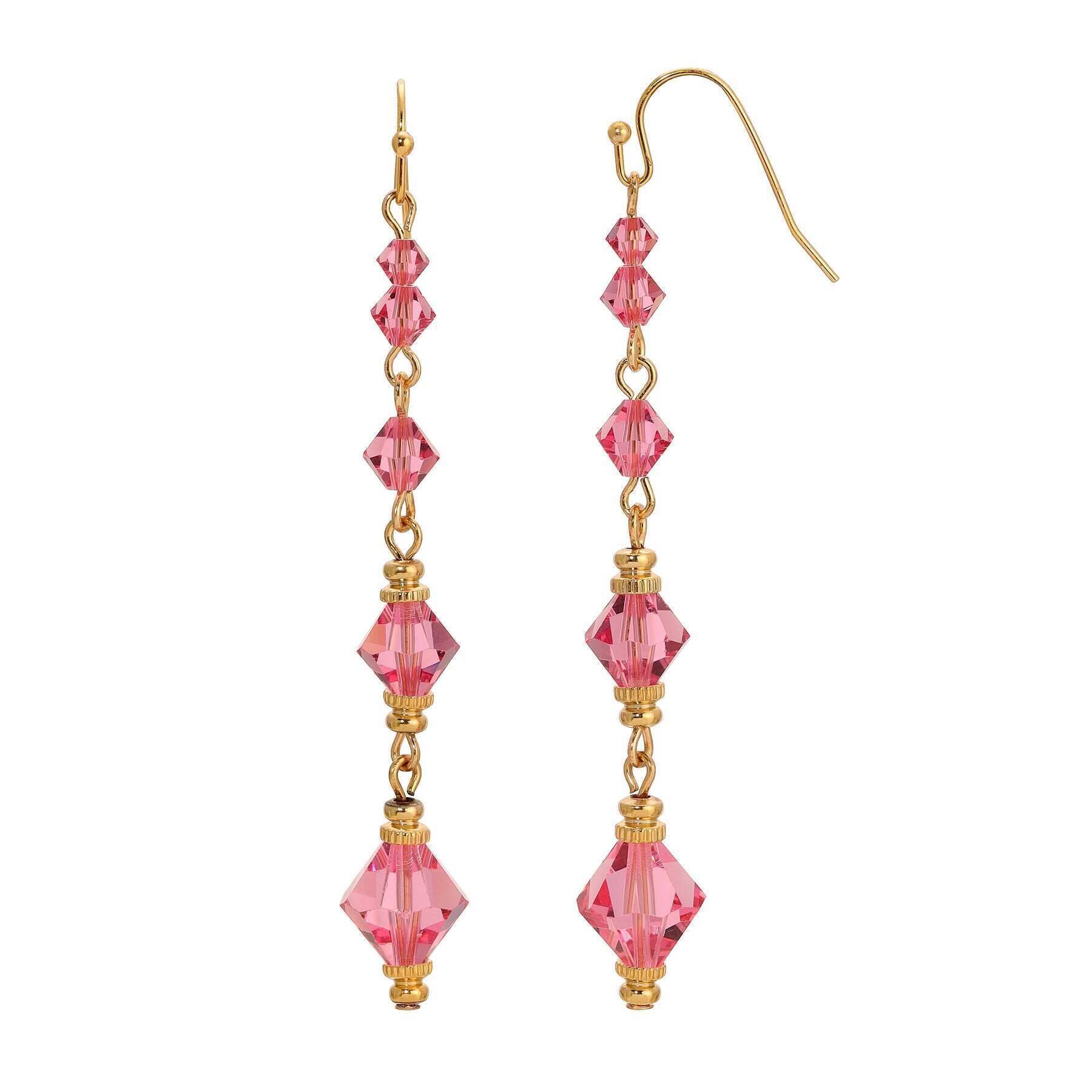 1928 Jewelry Jaipur Graduated Pink Austrian Crystal Dangle Earrings for Women - Elegant Vintage Style Jewelry for Parties, Weddings & Special Occasions