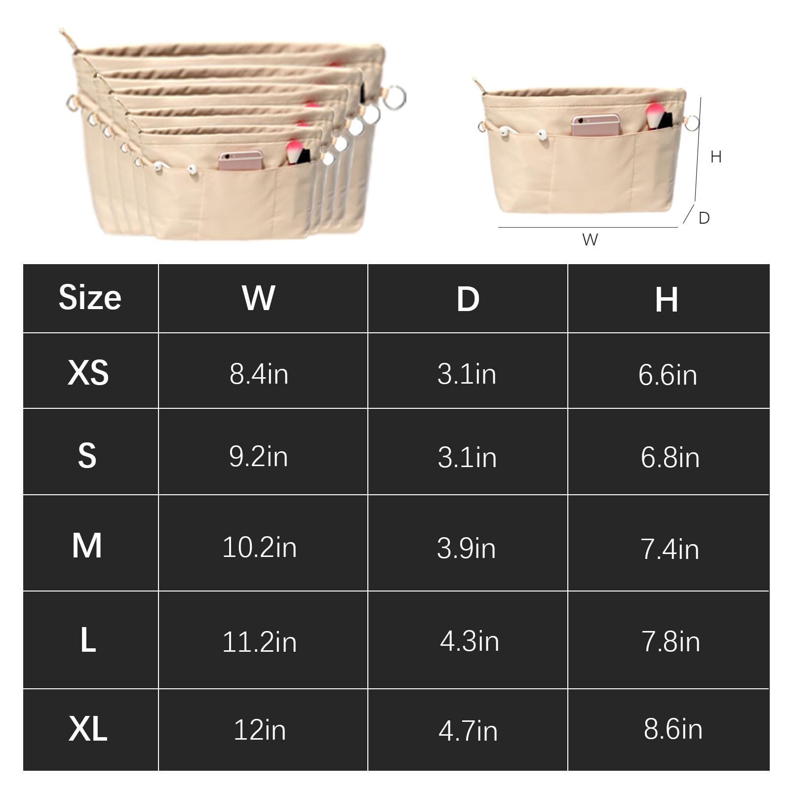 Lckaey Purse Organizer Insert for Neverfull GM MM Graceful PM - Khaki XL | Handbag Organizer for Travel, Work & Daily Use
