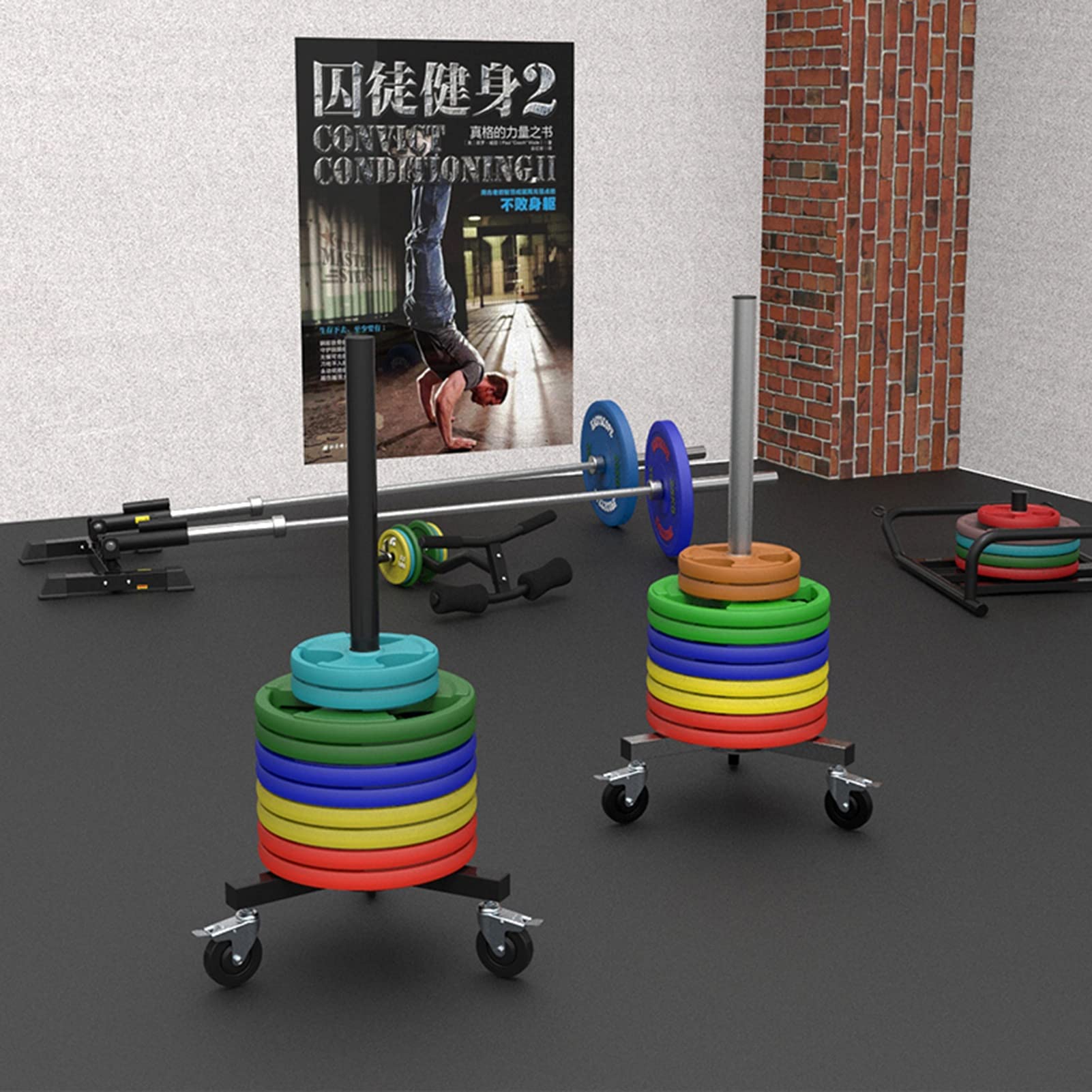 ERRULAN Olympic Weight Plate Rack with Wheels - Heavy Duty Vertical Weight Plate Storage for Home Gym, Garage & Strength Training - Perfect for Organizing Free Weights & Saving Space