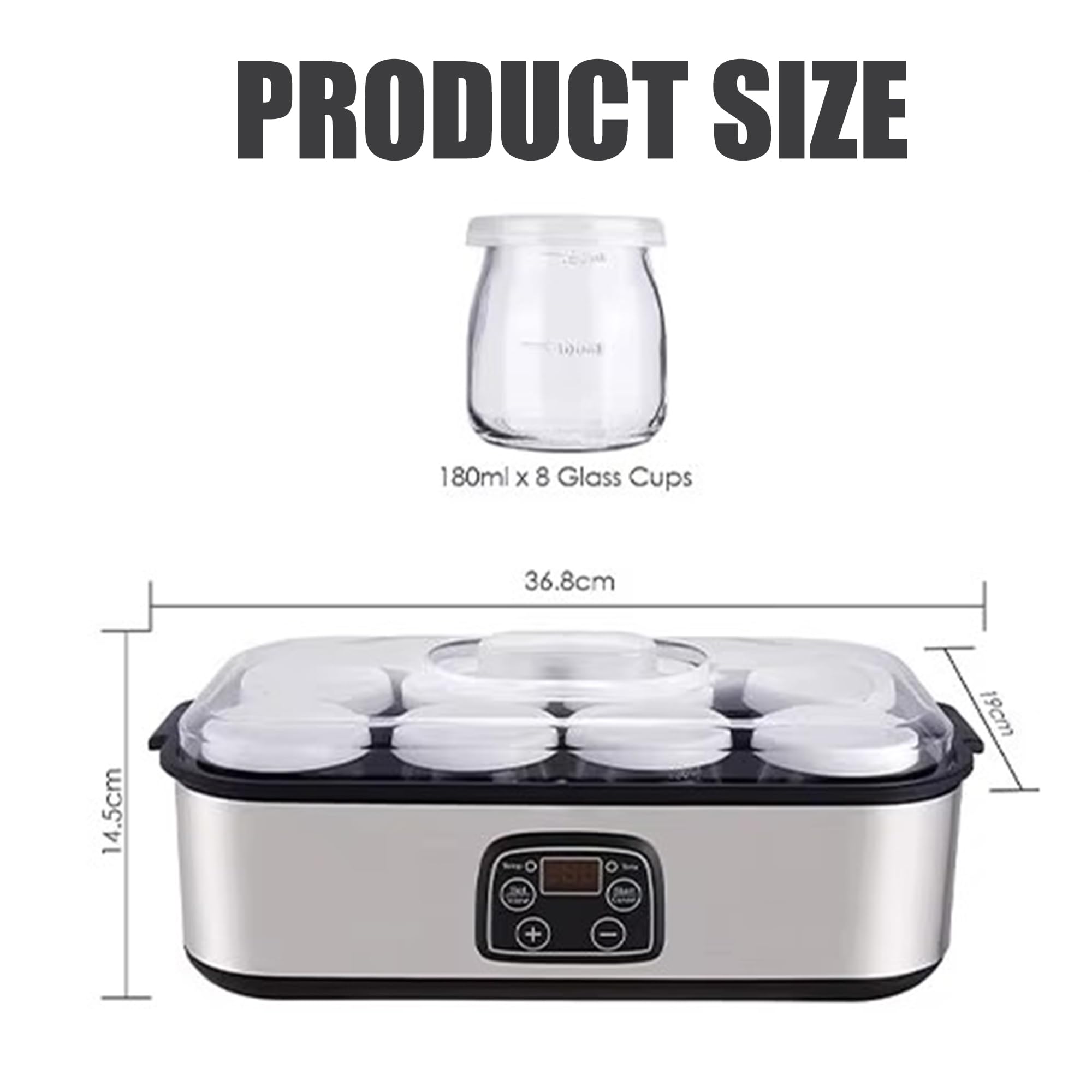 Probiotic Yogurt Maker with Adjustable Temperature Control - 1400ML Electric Yogurt Machine with 8 Lids for Homemade Yogurt, Kefir & Dairy-Free Alternatives | Perfect for Healthy Breakfast, Snacks & Gut Health Recipes