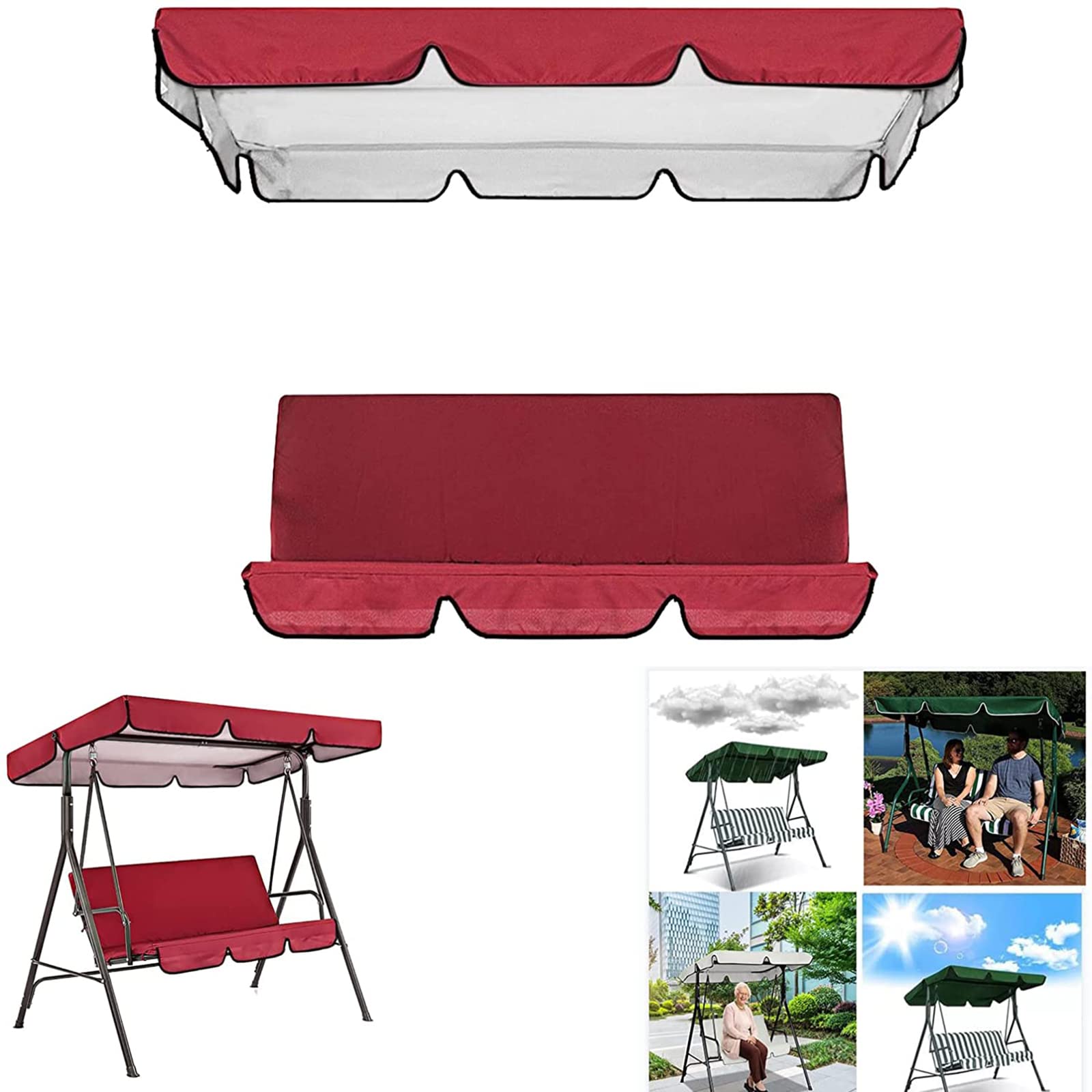 **Waterproof Porch Swing Canopy Cover Set - 142x120x18cm Sun Shade Replacement for Garden Swing Seat & Outdoor Patio Hammock Swing Cushion Cover - Perfect for Backyard Relaxation, Sun Protection & Outdoor Decor**