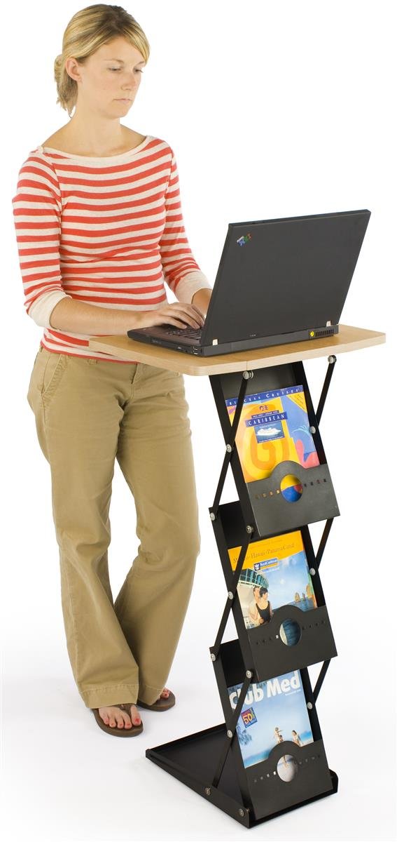 Portable Folding Table with 3 Built-in Literature Pockets & Hard Carry Case - Lightweight Compact Desk for Camping, Picnics, Outdoor Events & Home Office Use
