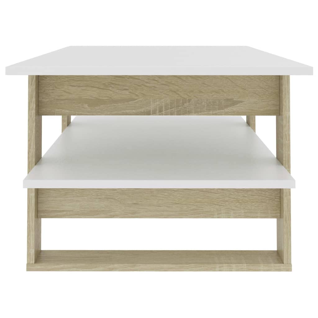 CHARMMA Modern Coffee Table - White & Sonoma Oak Finish, 43.3