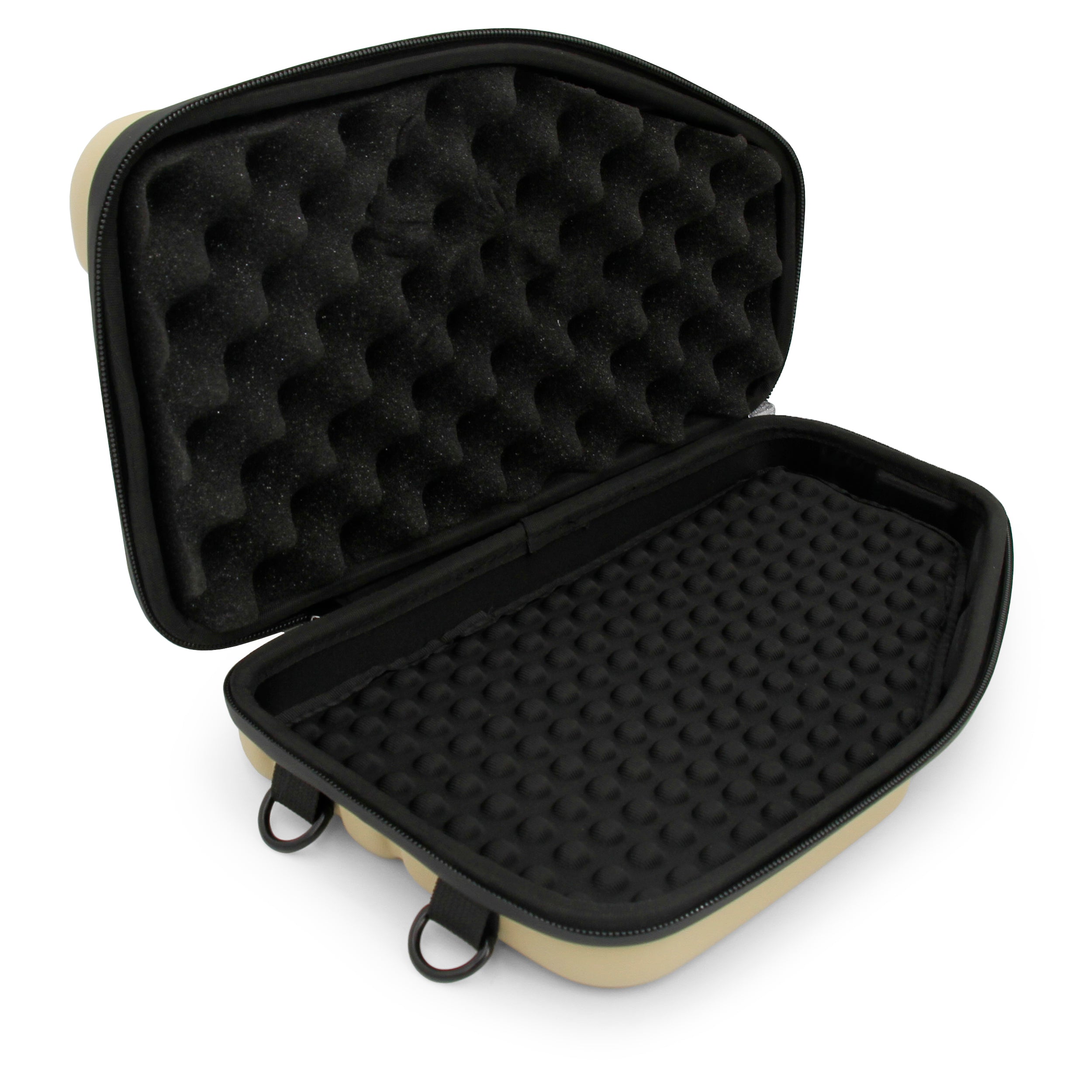 CASEMATIX Locking Pistol Case for Small to Large 9mm Handguns - Secure Gun Storage with Extra Magazine Space & Locking Zippers (Tan) - Perfect for Range, Travel & Home Security