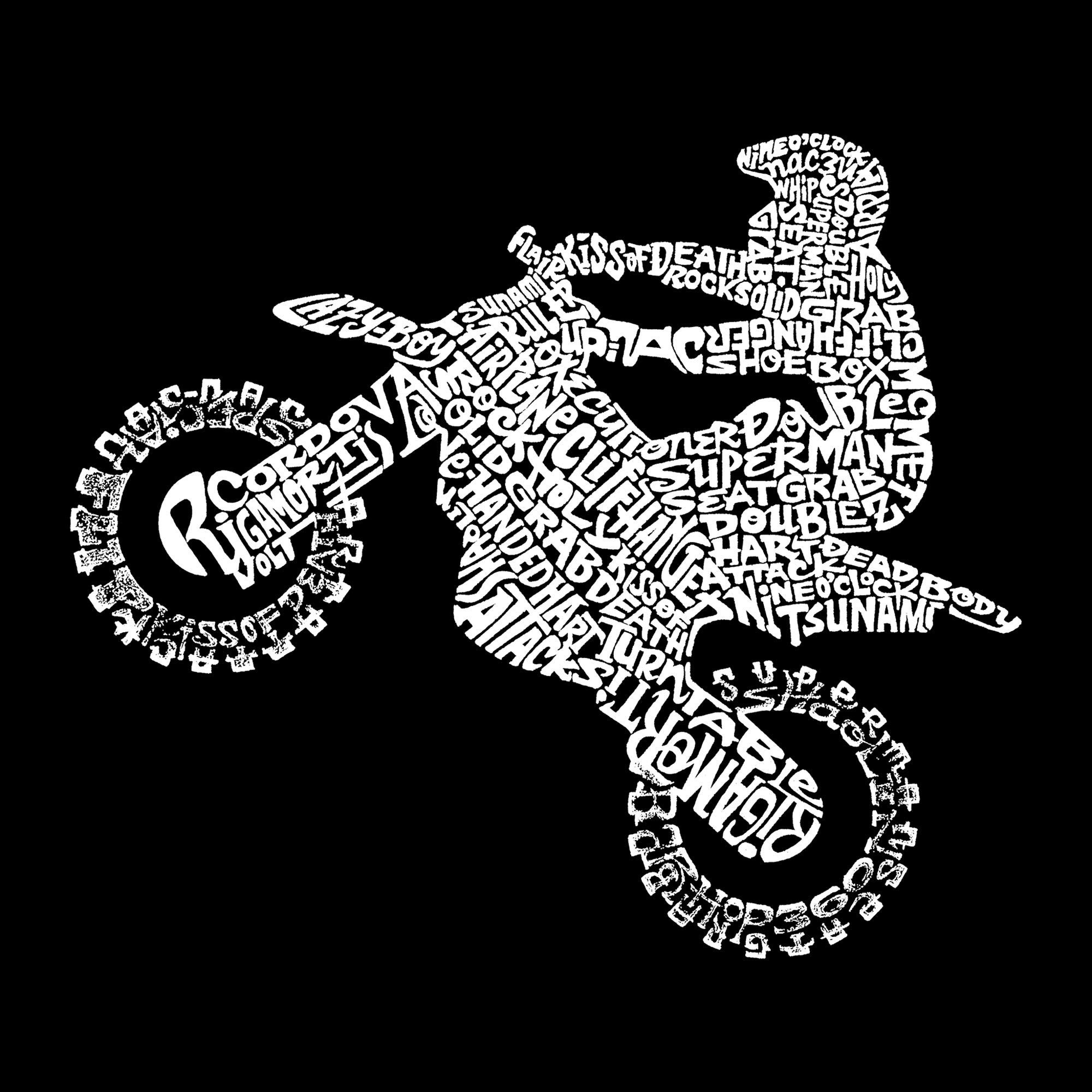 LA POP ART Women's Word Art T-Shirt - Freestyle Motocross FMX Graphic Tee - Casual Streetwear for Motocross Fans & Action Sports Enthusiasts