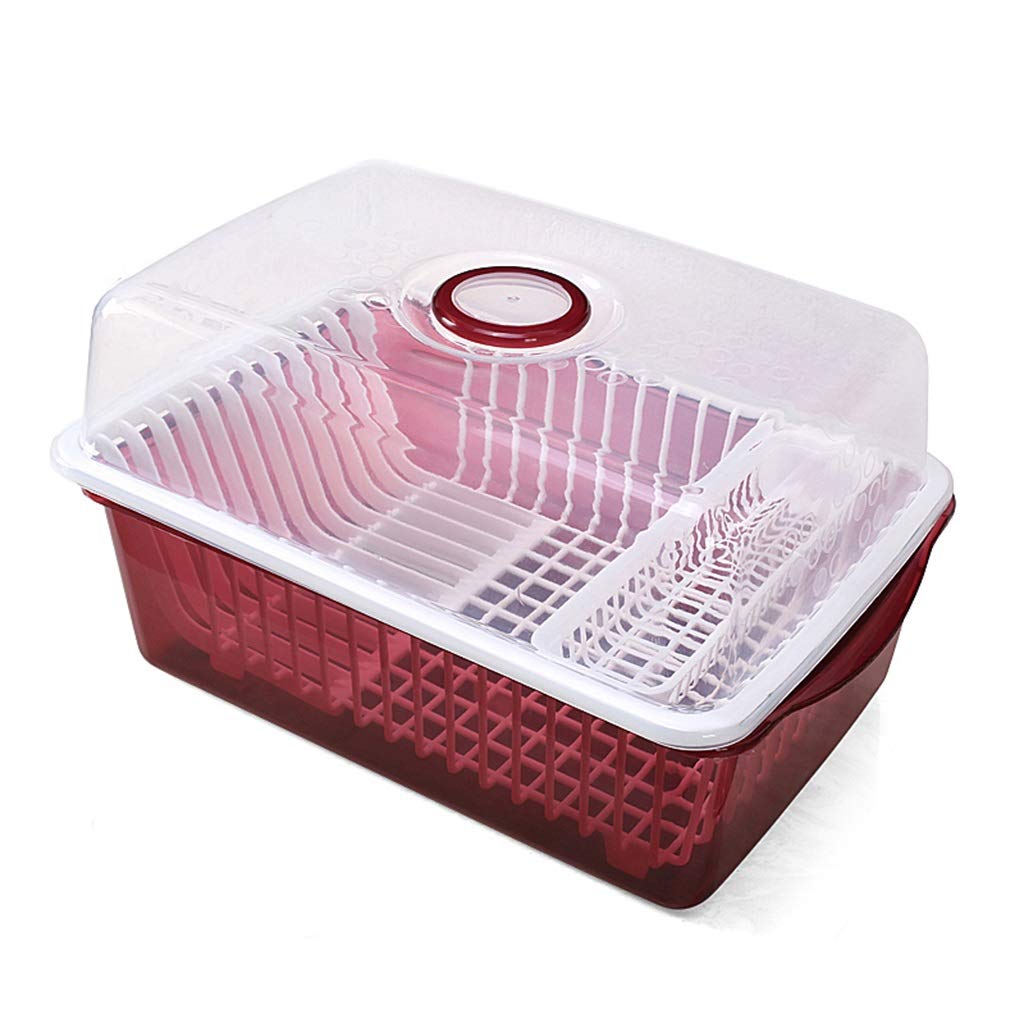 Plastic Kitchen Dish Drainer Rack with Lid - Countertop & Wall Mountable Cutlery Storage Box for Utensils, Spoons & Forks - Ideal for Drying Dishes, Organizing Cabinets & Saving Space in Home Kitchen