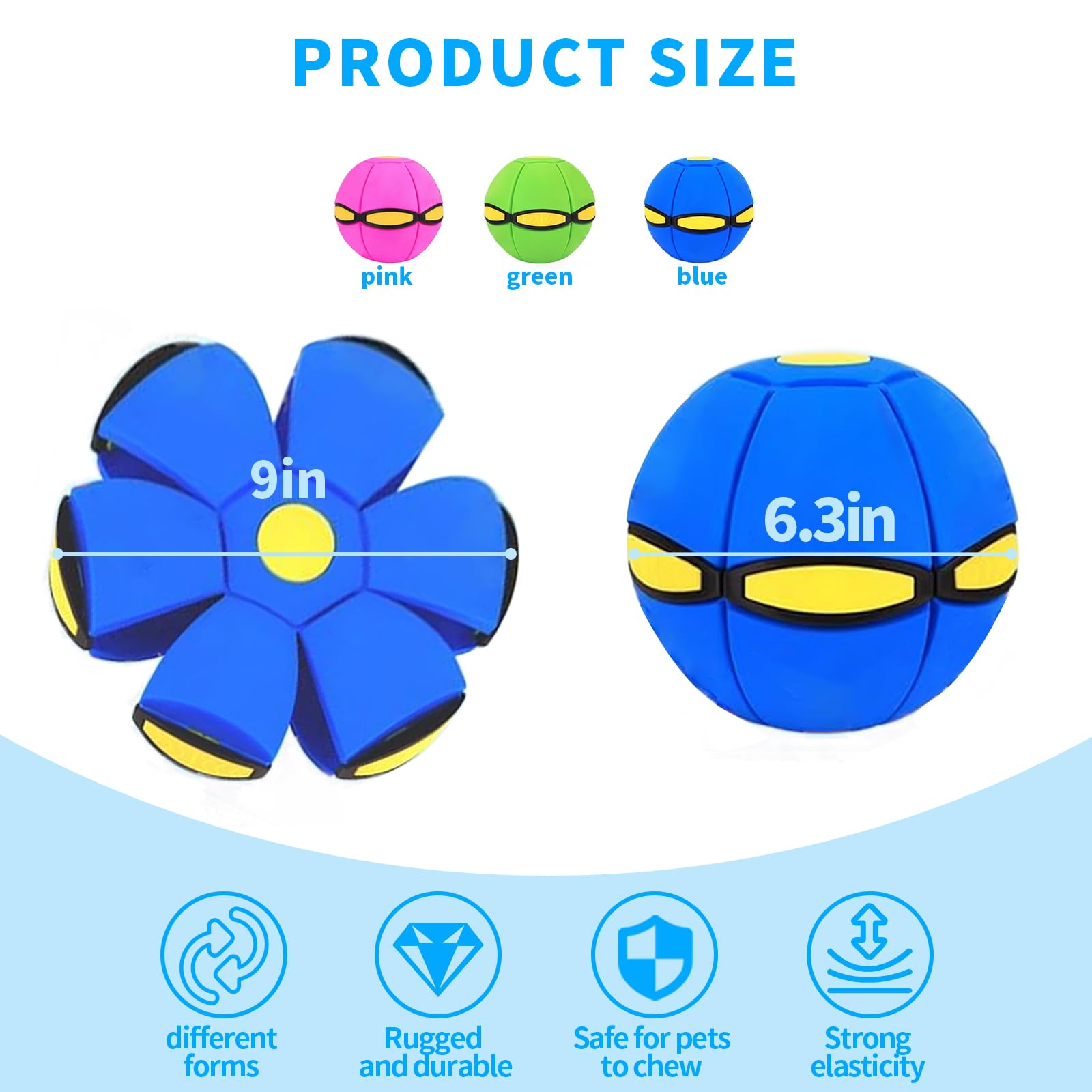 2PCS Dog Flying Disc Toy with LED Lights - Durable Outdoor Fetch Toy for Dogs, Interactive Pet Flying Saucer Ball for Backyard, Beach & Park Playtime