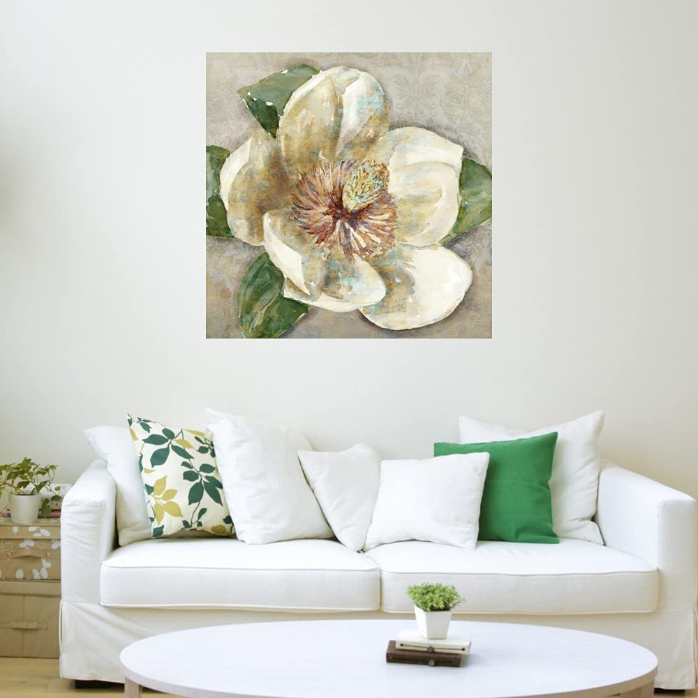 Botanical Wall Art Canvas - Magnolia Study II by Heather Hayes | 22x22 Inch Floral Painting for Bathroom & Bedroom Decor | Nature-Inspired Home Decor for Living Room, Office & Spa