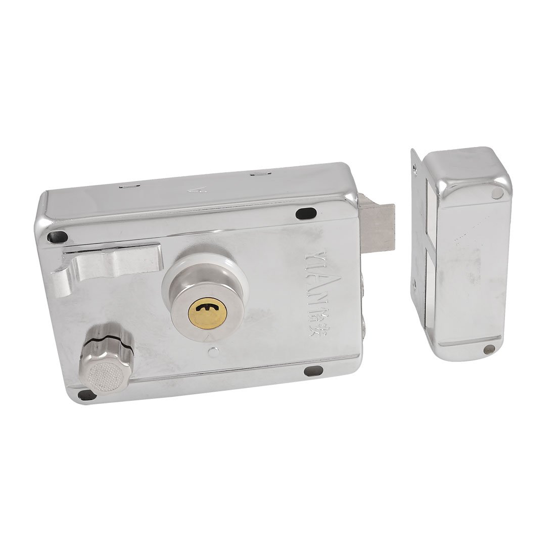 uxcell Silver Tone Home Bathroom Door Latch Deadbolt Key Rim Lock - Secure Privacy for Bedroom, Bathroom & Interior Doors