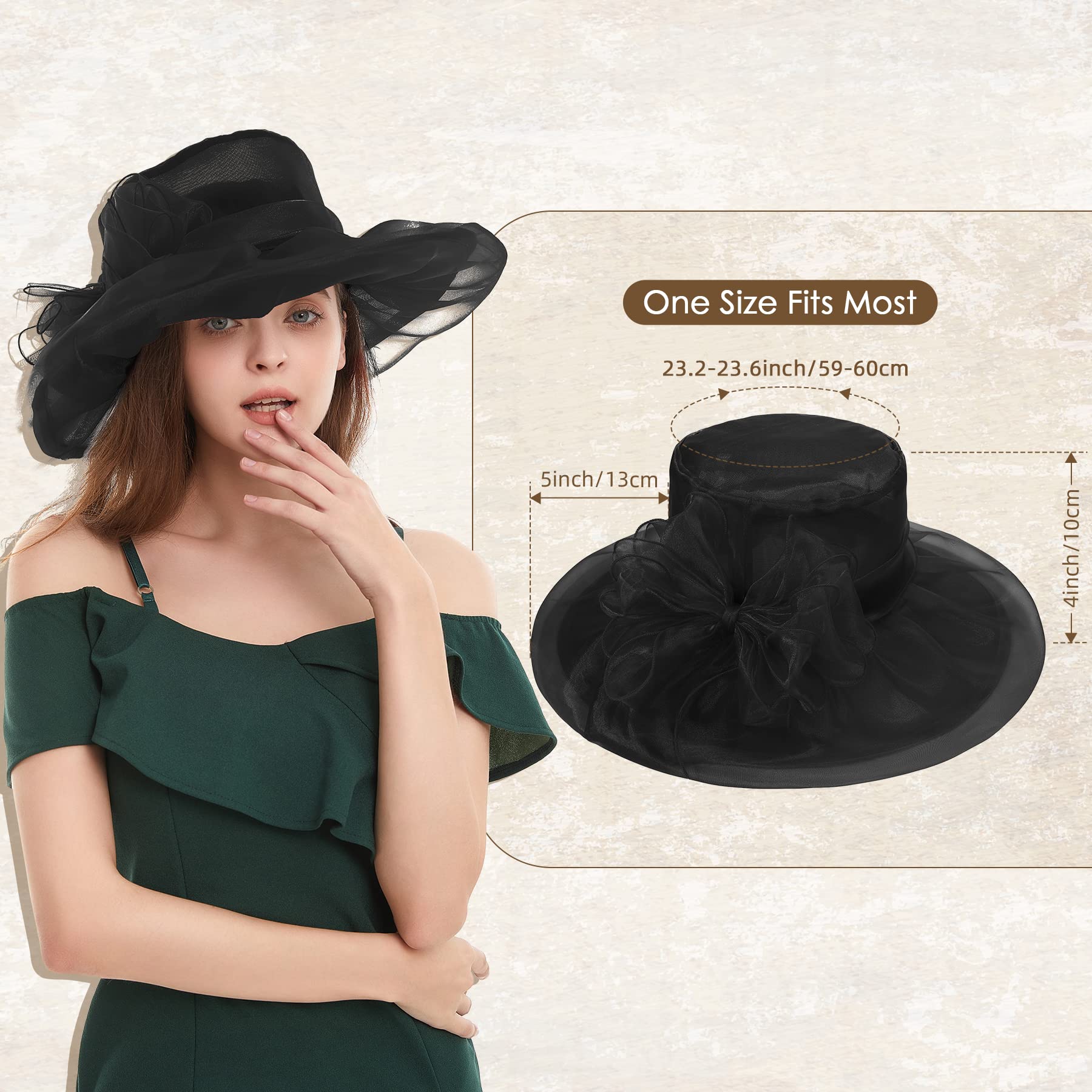 Zando Kentucky Derby Hats for Women | Elegant Organza Victorian Church Hats | Tea Party & Wedding Fascinators | Perfect for Derby Day, Sunday Service & Special Occasions