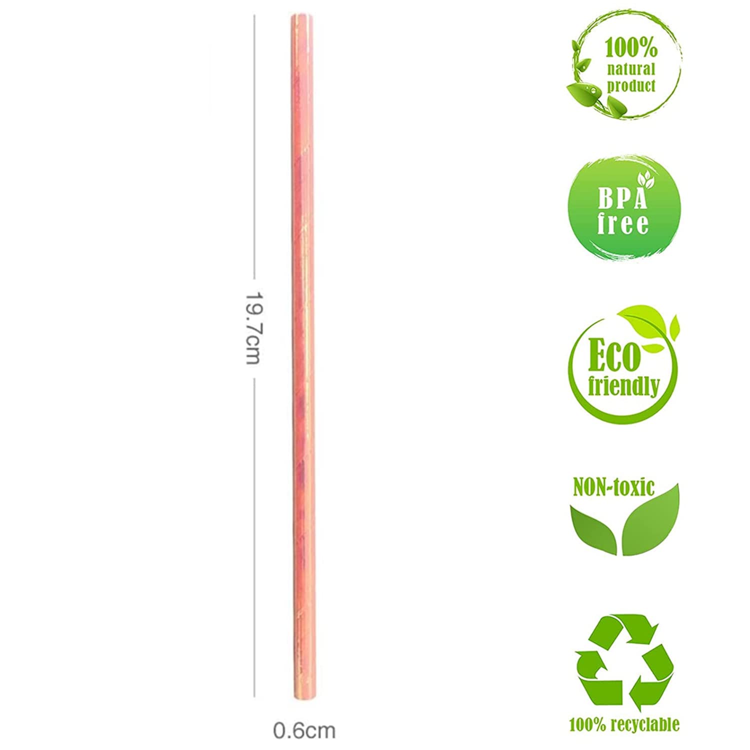 Eco-Friendly Iridescent Pink Paper Straws - Biodegradable Disposable Drinking Straws for Birthday Parties, Baby Showers, Weddings & Events (100 Count) - Perfect for Cocktails, Smoothies & Party Decorations