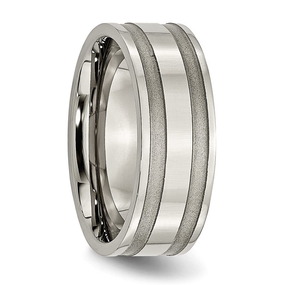 8mm Titanium Wedding Band Ring for Women - Brushed & Polished Finish, Grooved Design, Fine Jewelry Gift for Her - Perfect for Engagement, Bridal, and Anniversary Celebrations