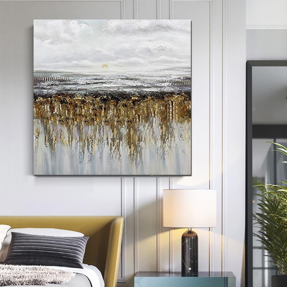 Extra Large Heavy Texture Hand Painted Canvas Wall Art - Modern Abstract Painting for Dining Room & Living Room Decor - Perfect for Home, Office, and Hotel Interior Design