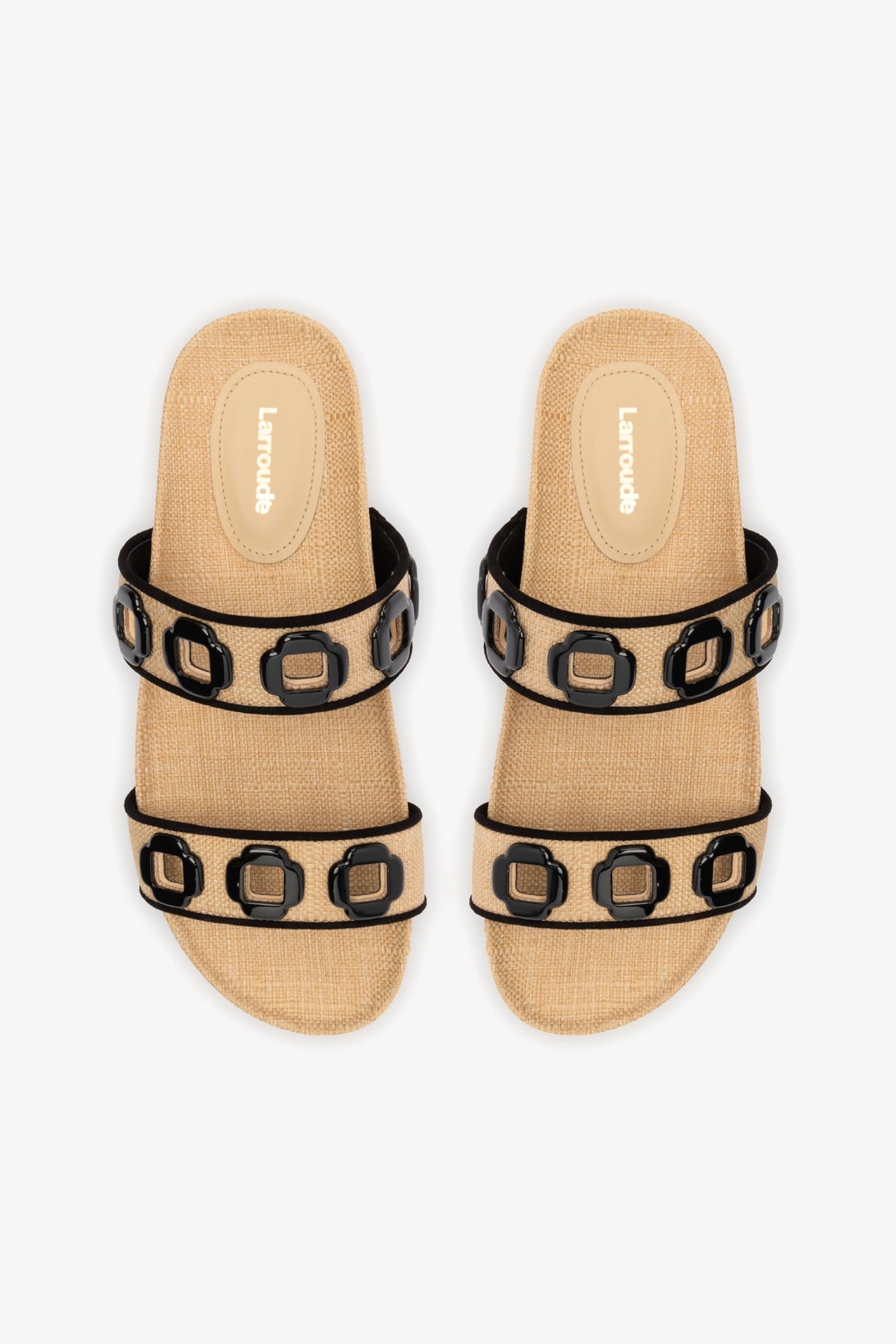 Milan Slide Sandals for Women - Beige Raffia with Black Trimming | Comfortable Summer Slides | Perfect for Beach, Pool, and Casual Outfits