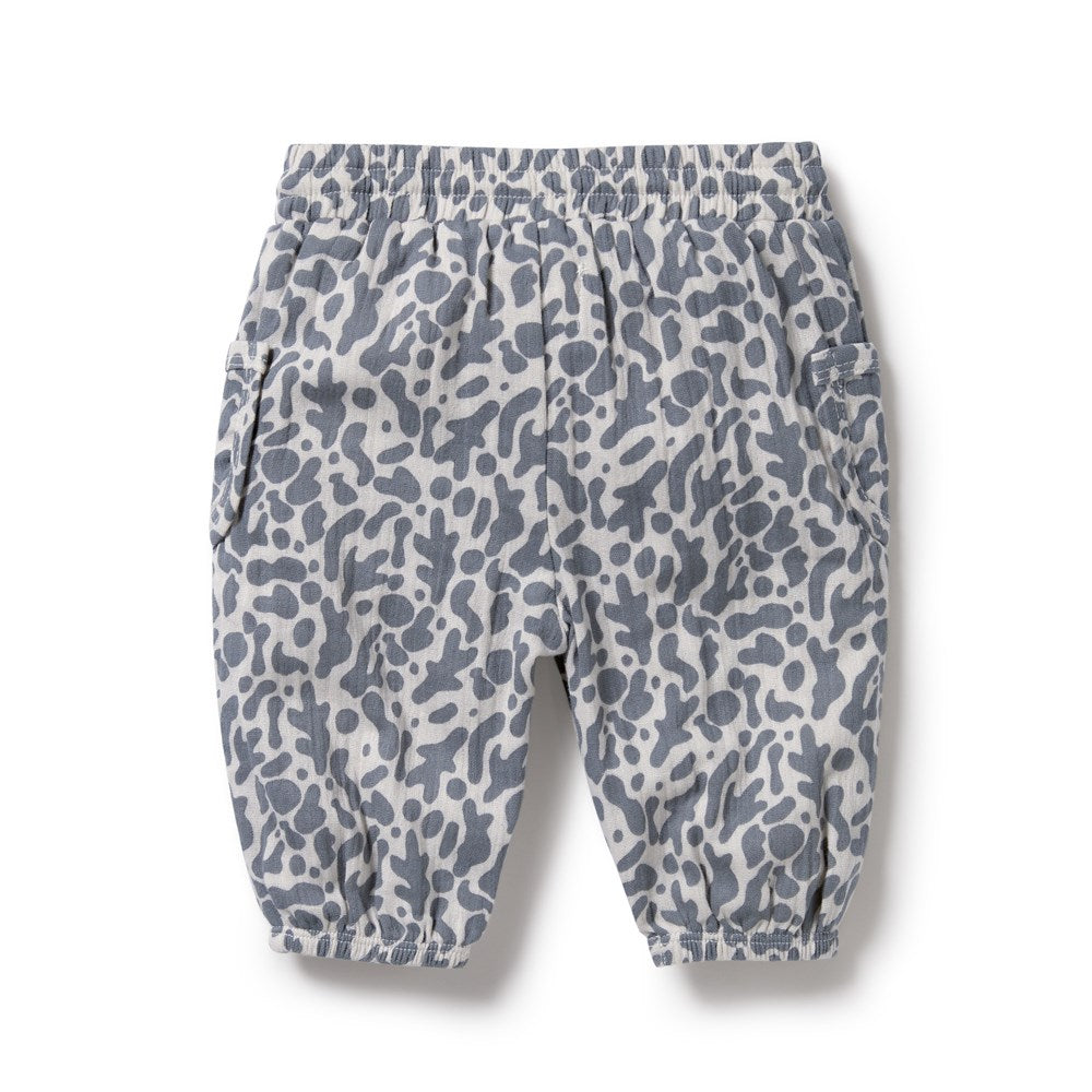 Organic Blue Coral Crinkle Pants for Women - Soft & Comfortable Lounge Pants - Perfect for Yoga, Sleepwear & Relaxing at Home