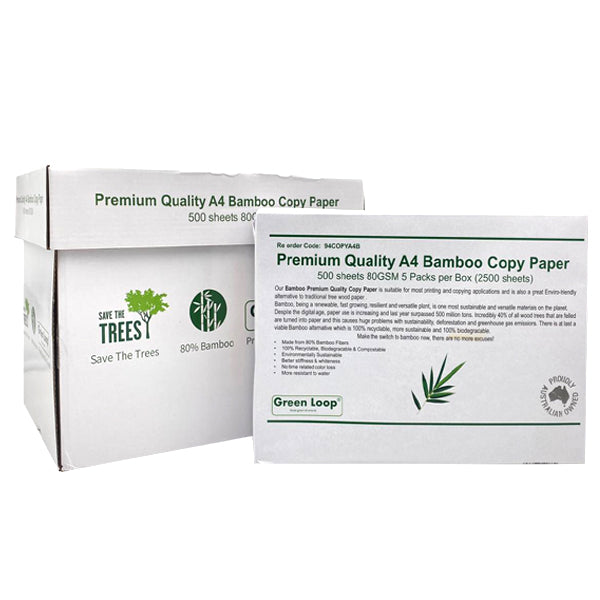 Premium A4 Bamboo Copy Paper - 500 Sheets, 80 GSM, Eco-Friendly & Sustainable - Perfect for Office Printing, School Projects, and Home Use