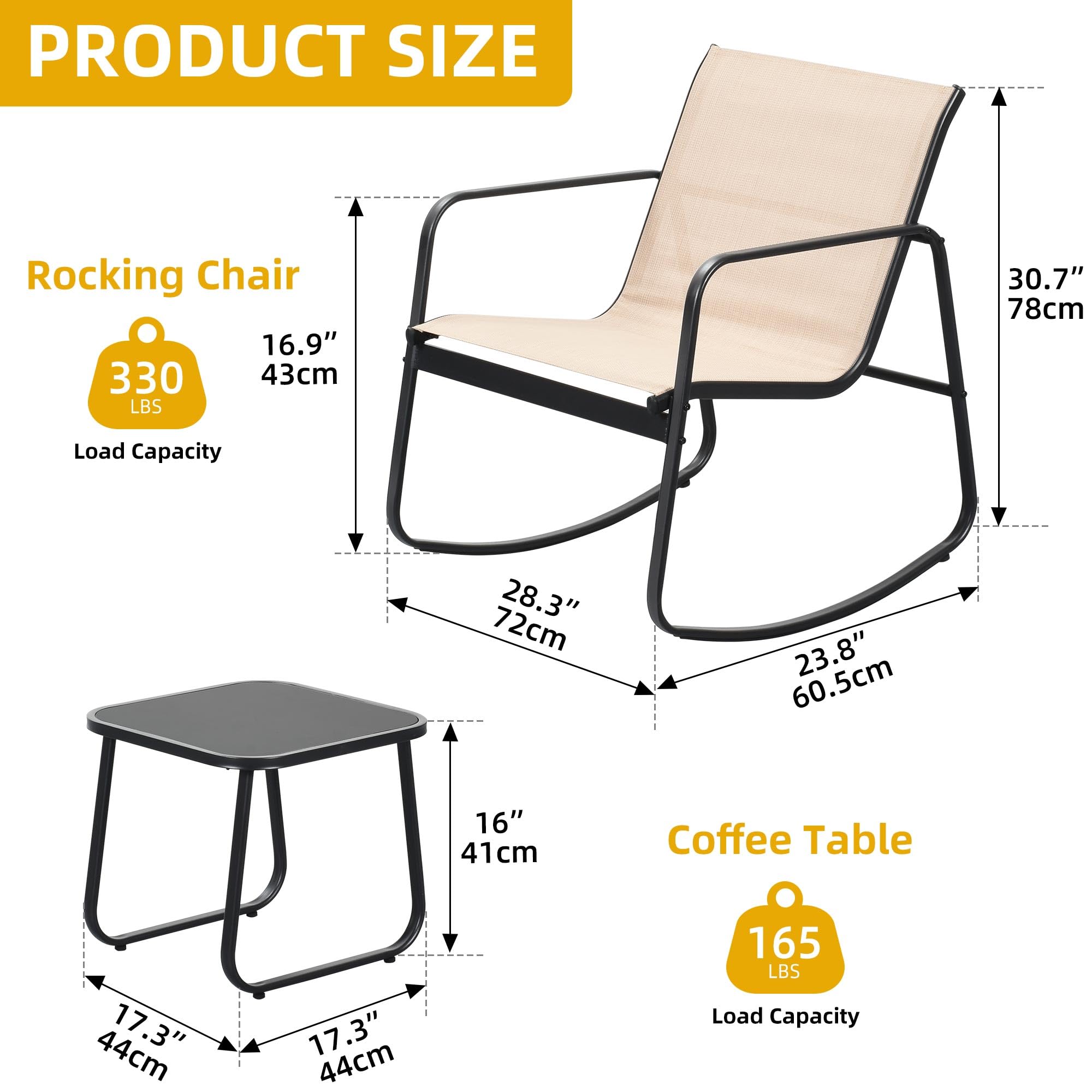 DWVO 3-Piece Outdoor Patio Furniture Set - Modern Textilene Bistro Set with 2 Chairs & Coffee Table for Backyard, Garden, Balcony, Poolside (Brown) | Perfect for Relaxing, Entertaining & Outdoor Dining