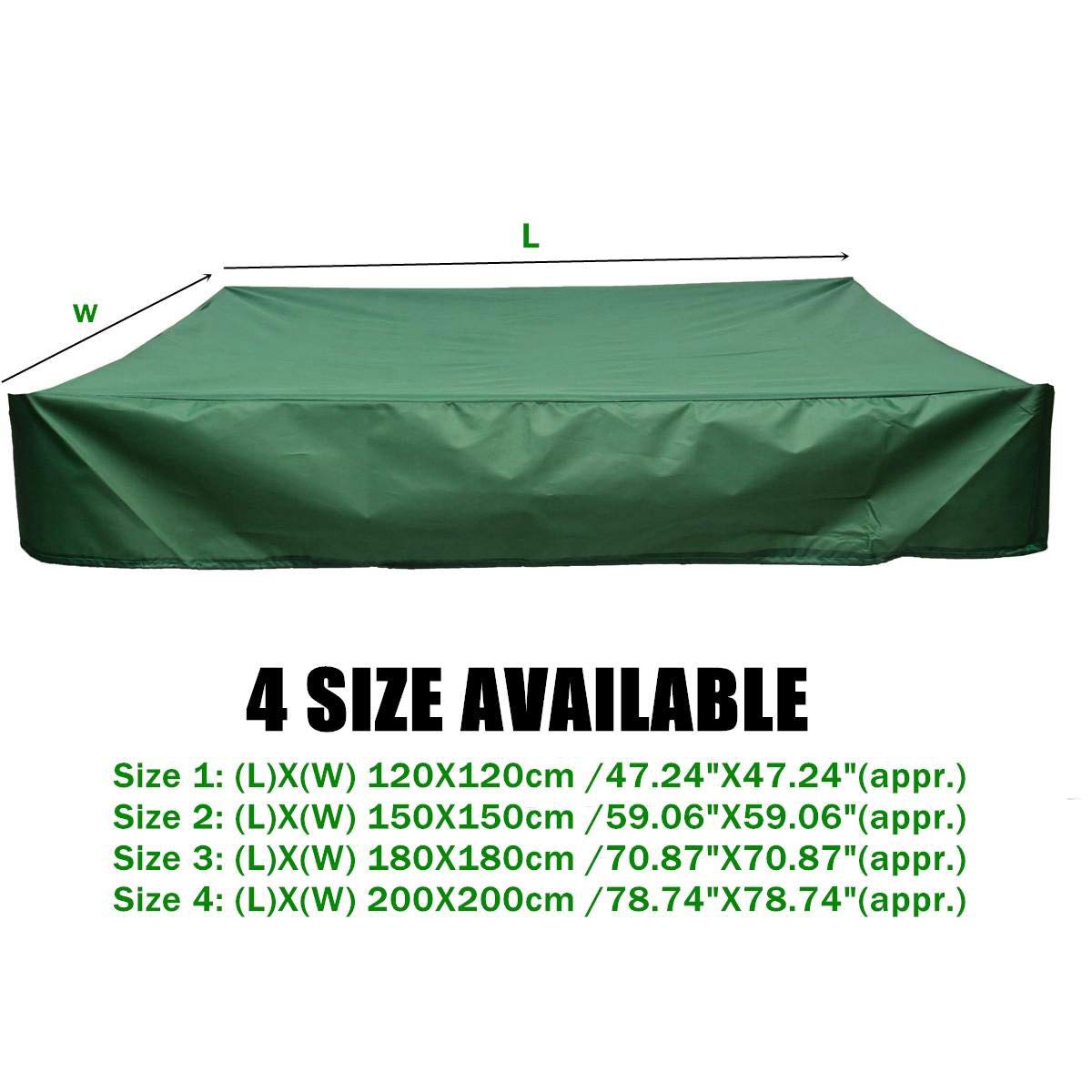 Green Sandbox Cover - 120 x 120cm Square Sandbox Canopy with Drawstring, Waterproof & Dustproof Sandpit Pool Cover for Sun Protection | Perfect for Outdoor Play Areas, Backyards & Daycare Centers
