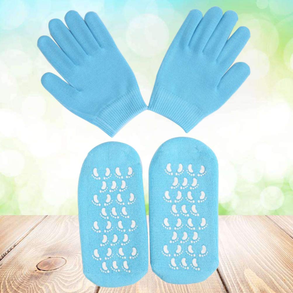 Lurrose Joboba Oil Infused Moisturizing Gel Socks - Spa & Pedicure Socks for Deep Hydration, Soft Skin - Sky Blue Color - Perfect for Home Spa, Relaxation & Foot Care