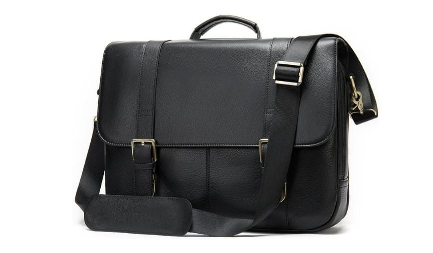Premium Black Leather Messenger Bag for Men & Women - Stylish Shoulder Bag for Work, Travel & Daily Commute