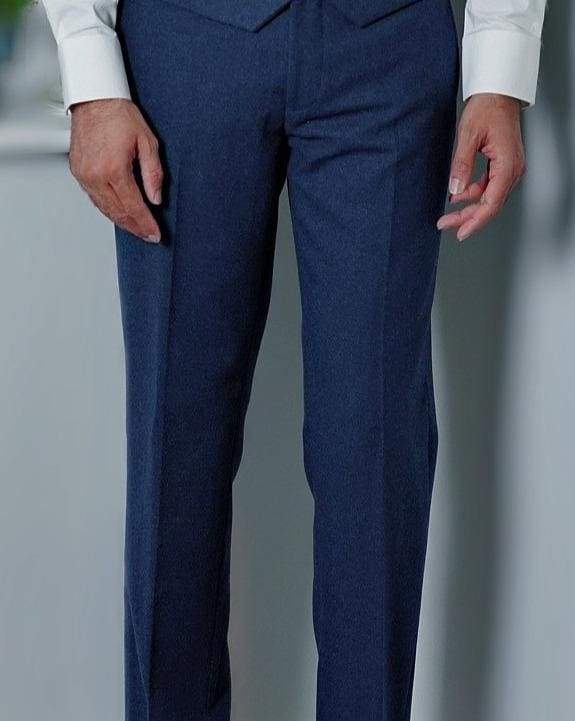 Harry Brown Ralph Tweed Navy Trousers for Men - Classic Wool Blend Dress Pants for Business, Office & Formal Occasions